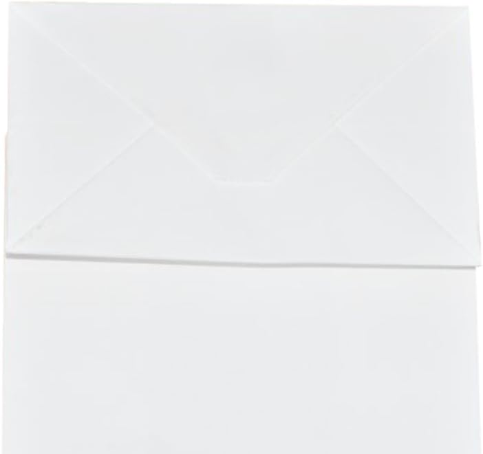 100 Pack Sturdy Medium White Kraft Paper Bags with Handles Bulk, Thicken Gift Bags 8x4.75x10 Inch, Craft Grocery Shopping Retail Party Favors Wedding Business Sacks (White, 100pcs)