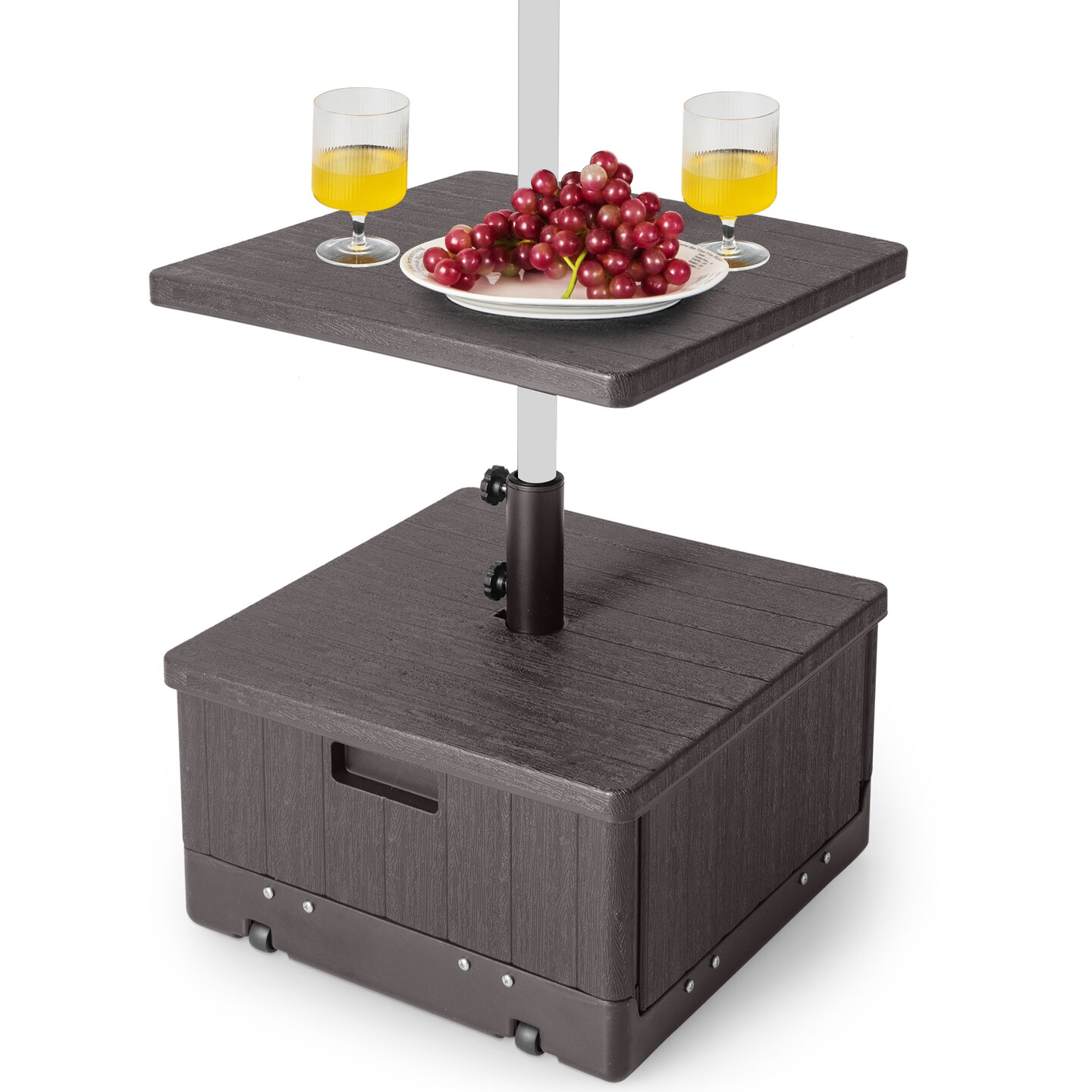 Outdoor Umbrella Stand with Wheels Tray and Planter Box 175 LBS