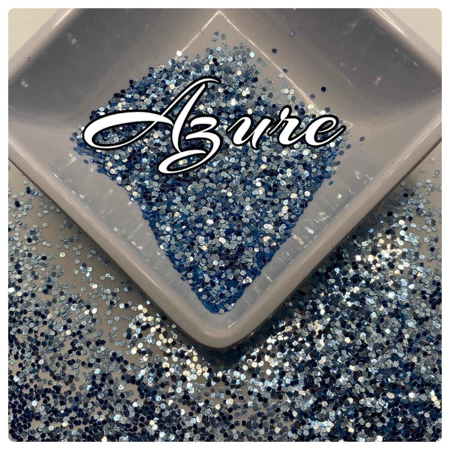 Azure, blue 1/24 small hex metallic glitter, high quality solvent resistant sold by TwoFaced Glitters