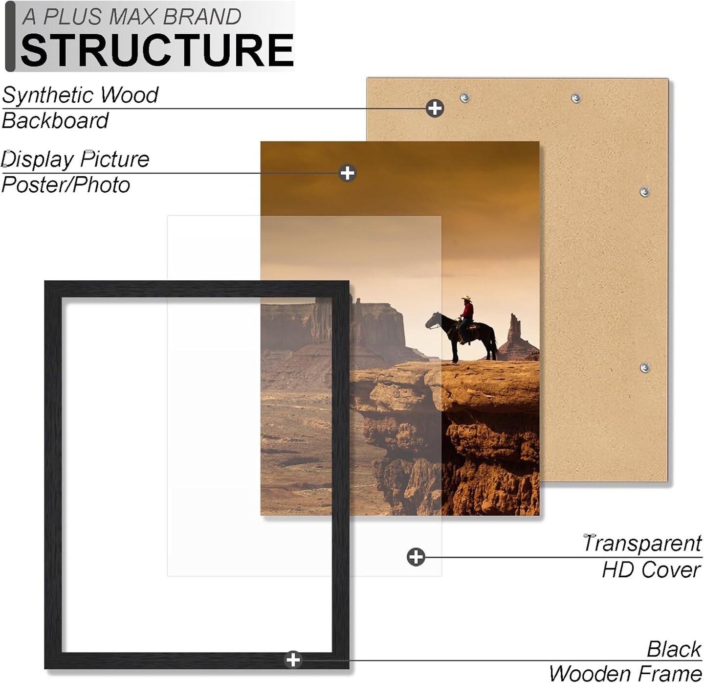 11x14 Picture Frame, Black Engineered Wood Frame for 11 x 14 Inch Picture Poster Photo, Light Weight 11 by 14 Frame with Wood-grain for Wall - 1 Pack/Black/11 x14