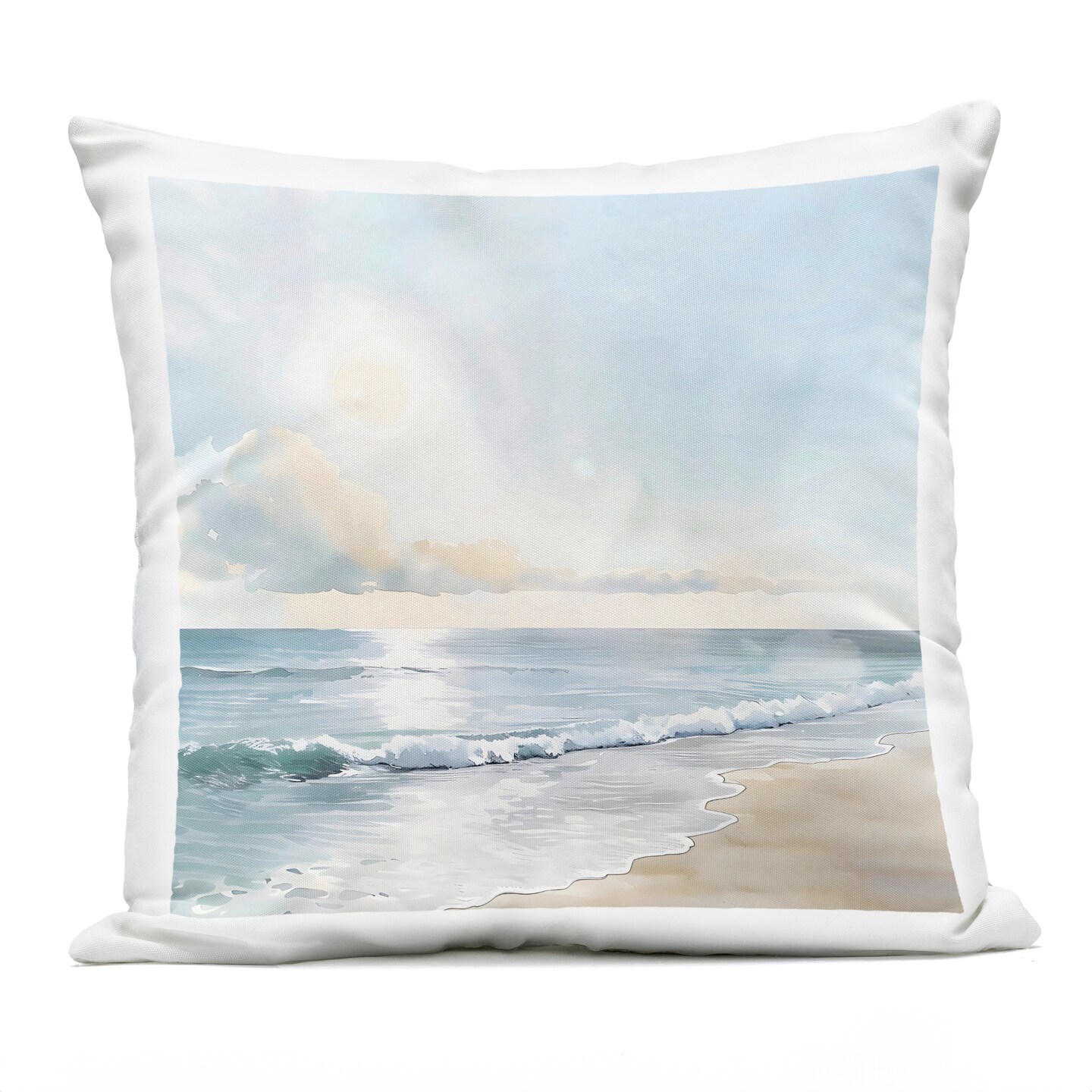 Stupell Industries Blue Seascape Beach Outdoor Printed Pillow, design by LSR Creative Studio, 18 x 7 x 18
