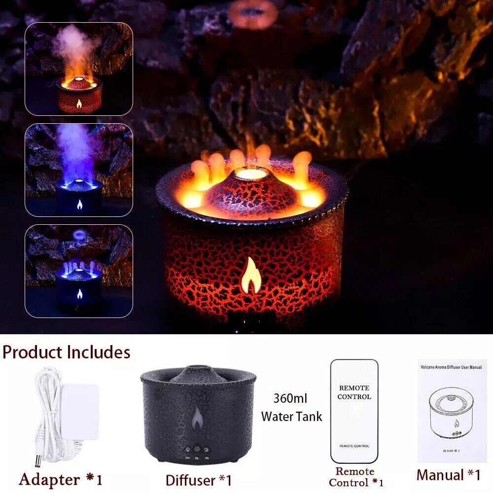 Aroma Essential Oil Humidifier Quiet Flame Diffuser with Remote Control