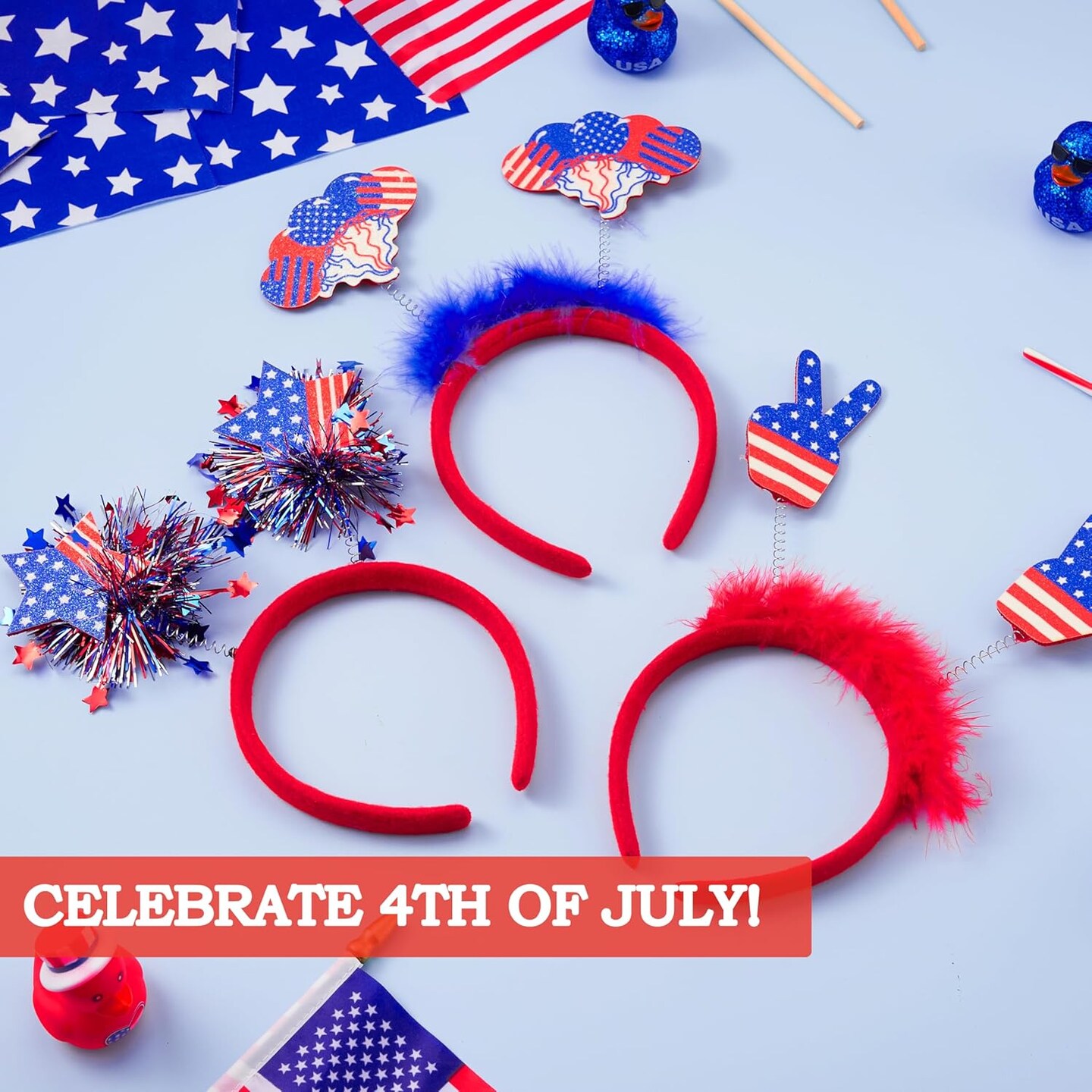 10 Pcs 4th of July Patriotic Headband, American Flag Headbands for Women, 4th of July Accessories