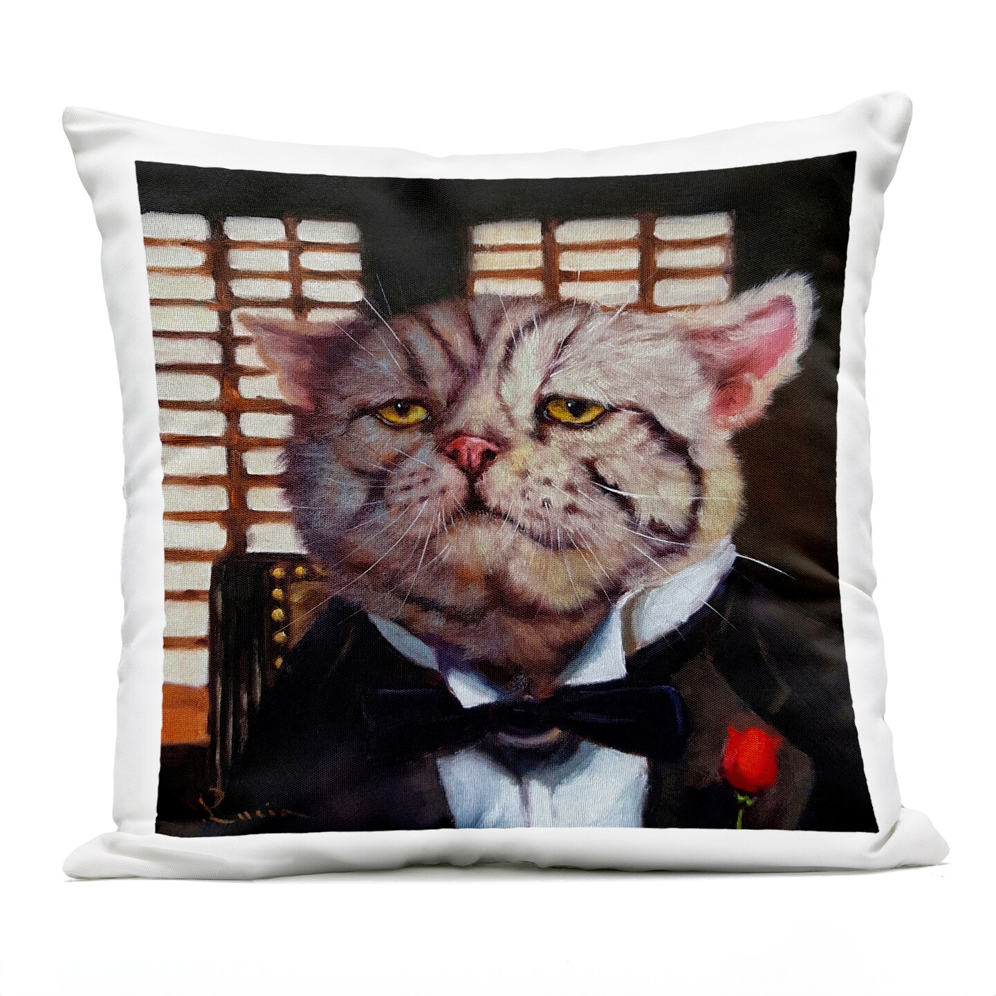 Stupell Industries Tuxedo Adorned Cat Outdoor Printed Pillow, design by Lucia Heffernan, 18 x 7 x 18
