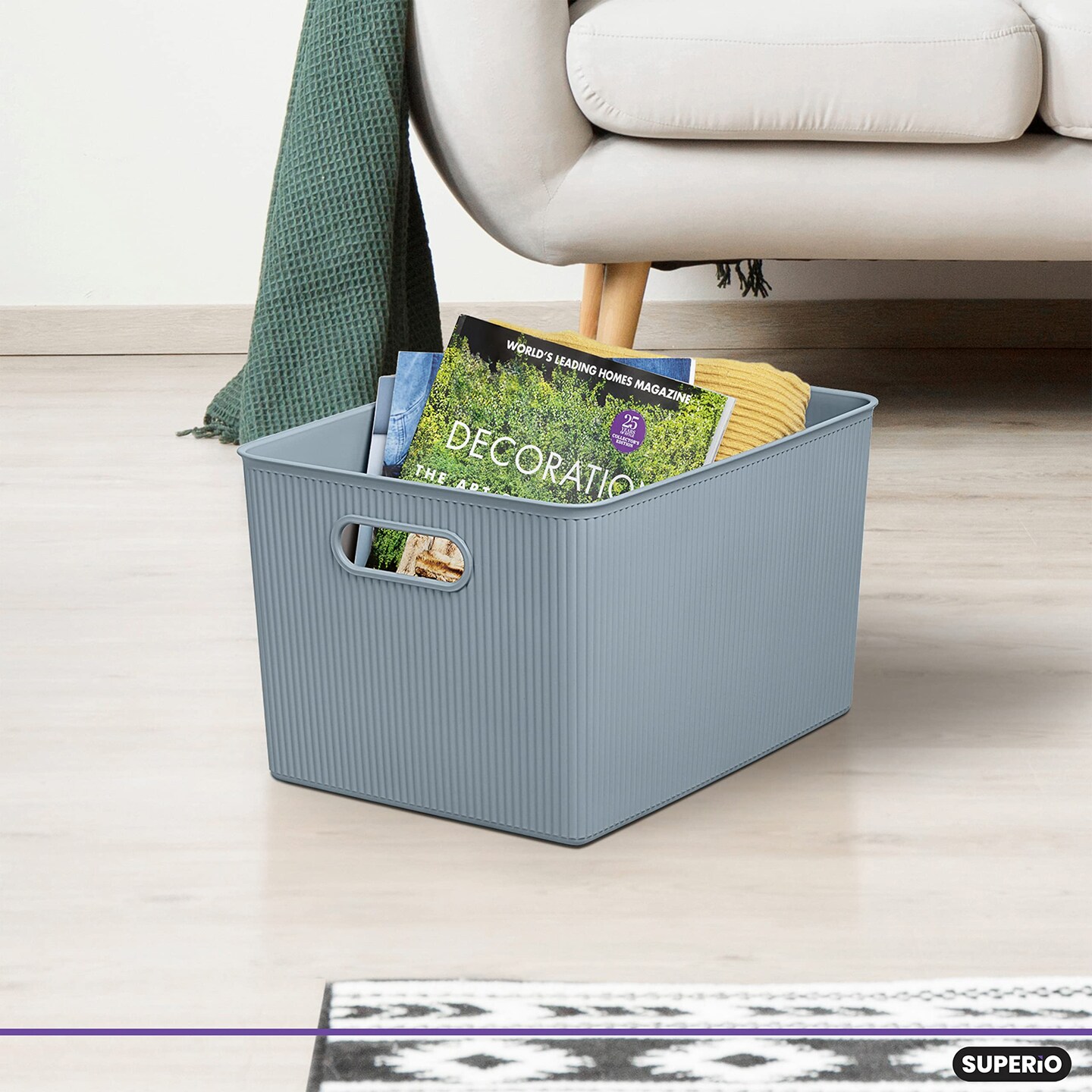 Superio Plastic Storage Container Bins, Organizer Baskets, Boxes for Organizing Closet Shelves Drawer Shelf