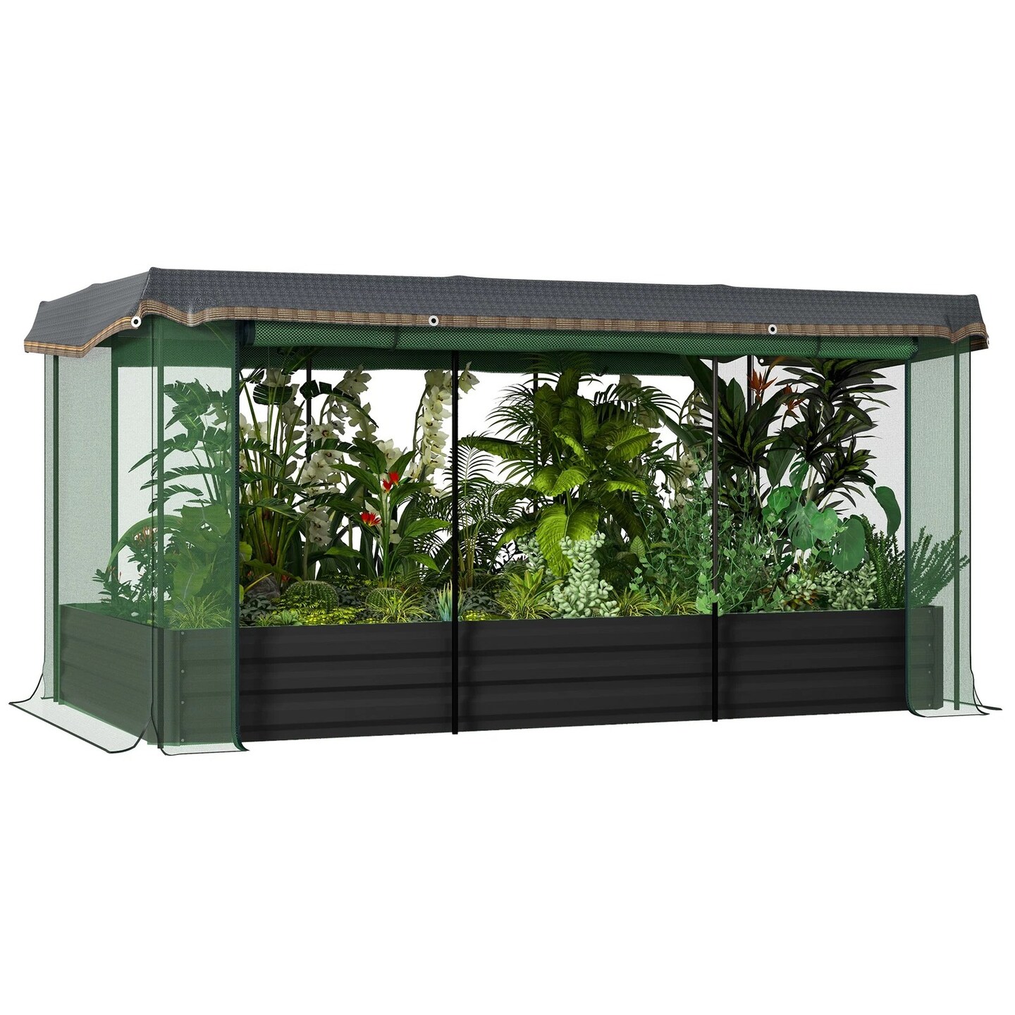 Galvanized Steel Raised Garden Bed with Crop Cage & Shade Cloth