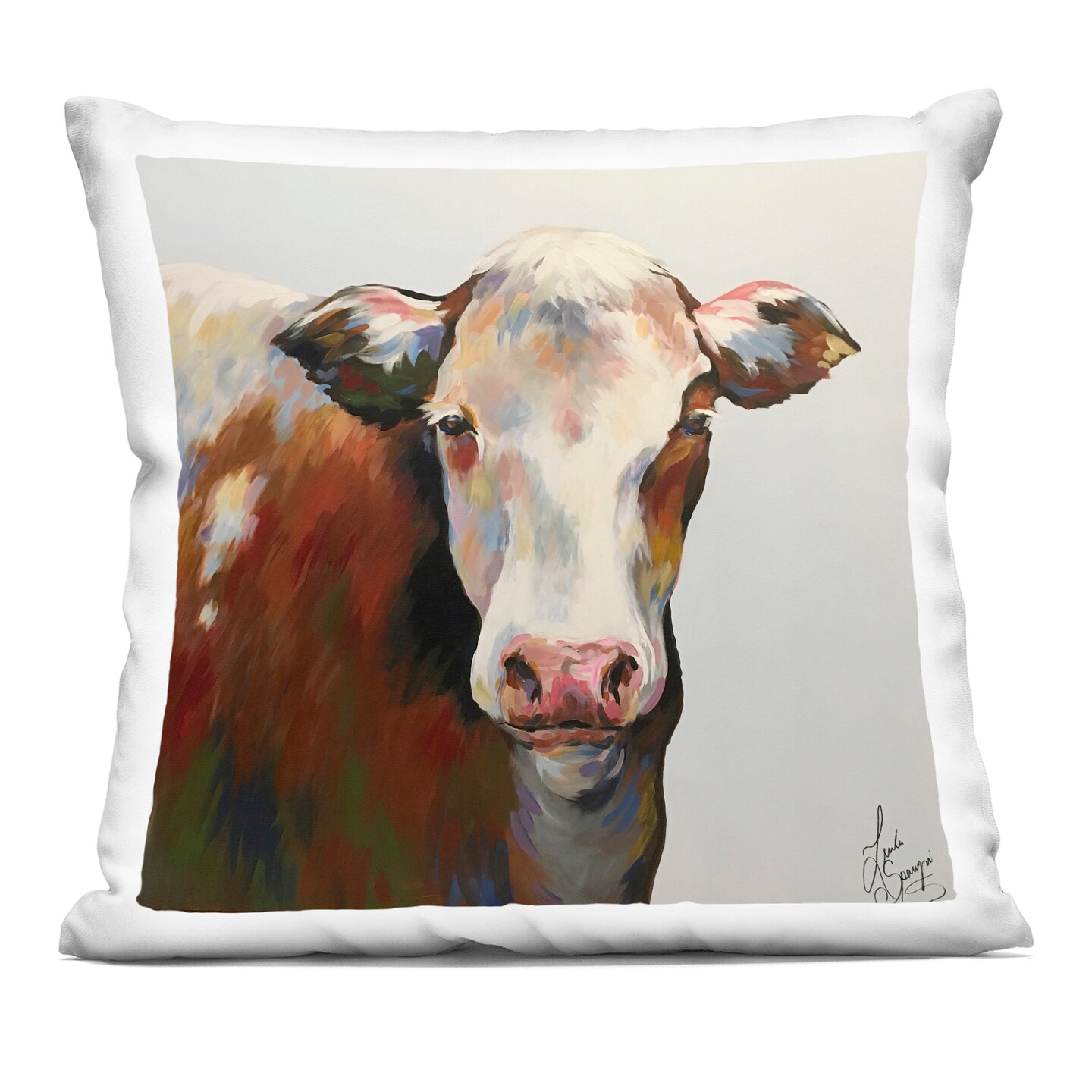 Stupell Industries Bessie Modern Cow Portrait Decorative Printed Throw Pillow, design by Linda Sperruzzi, 18 x 7 x 18