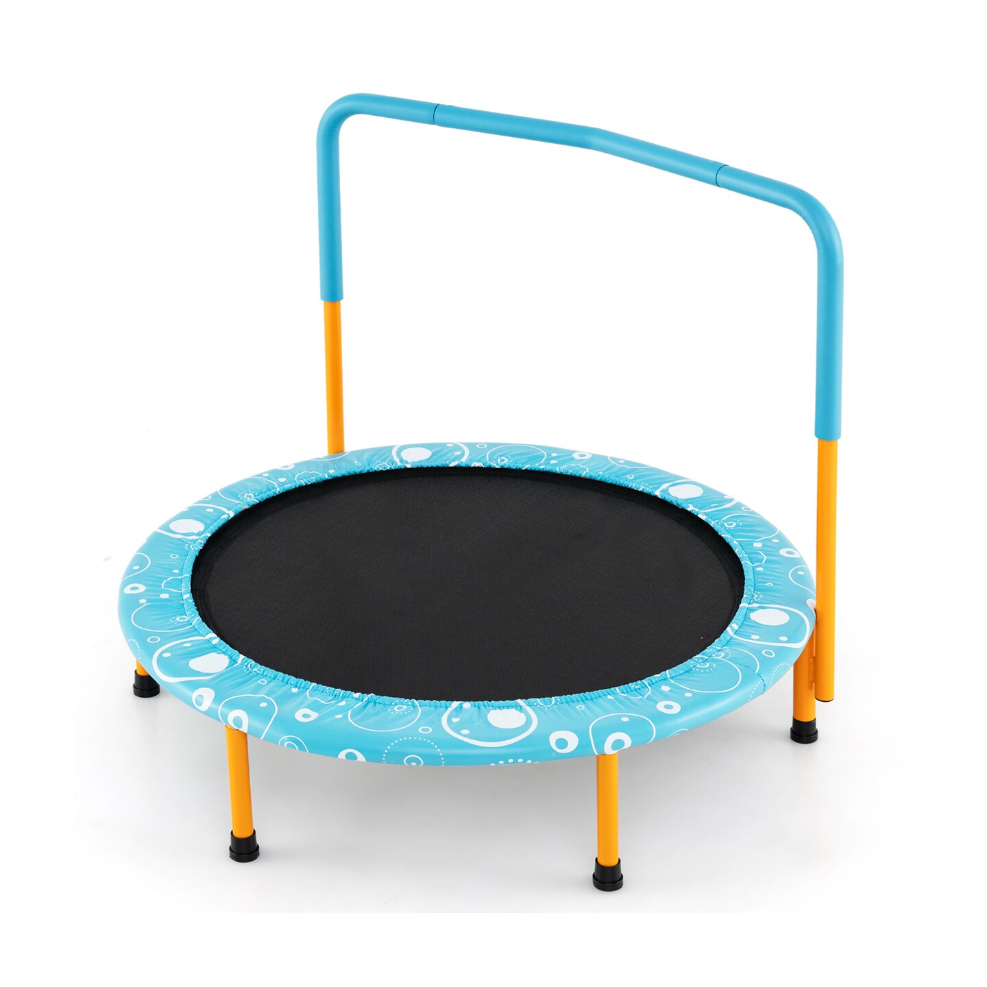 Foldable 36 Inch Trampoline for Kids with Anti-Slip Foot Pads and Handrail