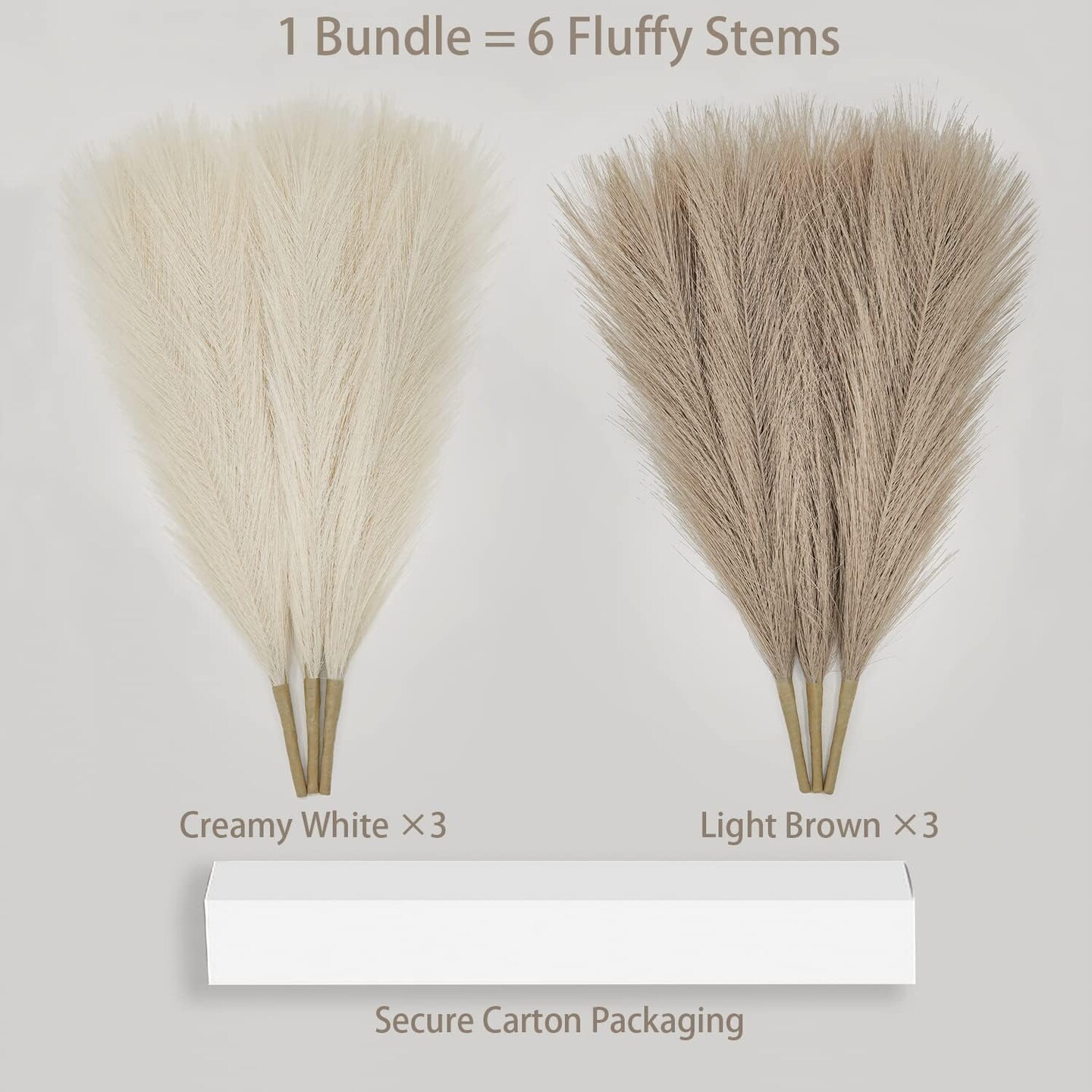 Faux Pampas Grass Decor. 6 Stems 17&#x201D;