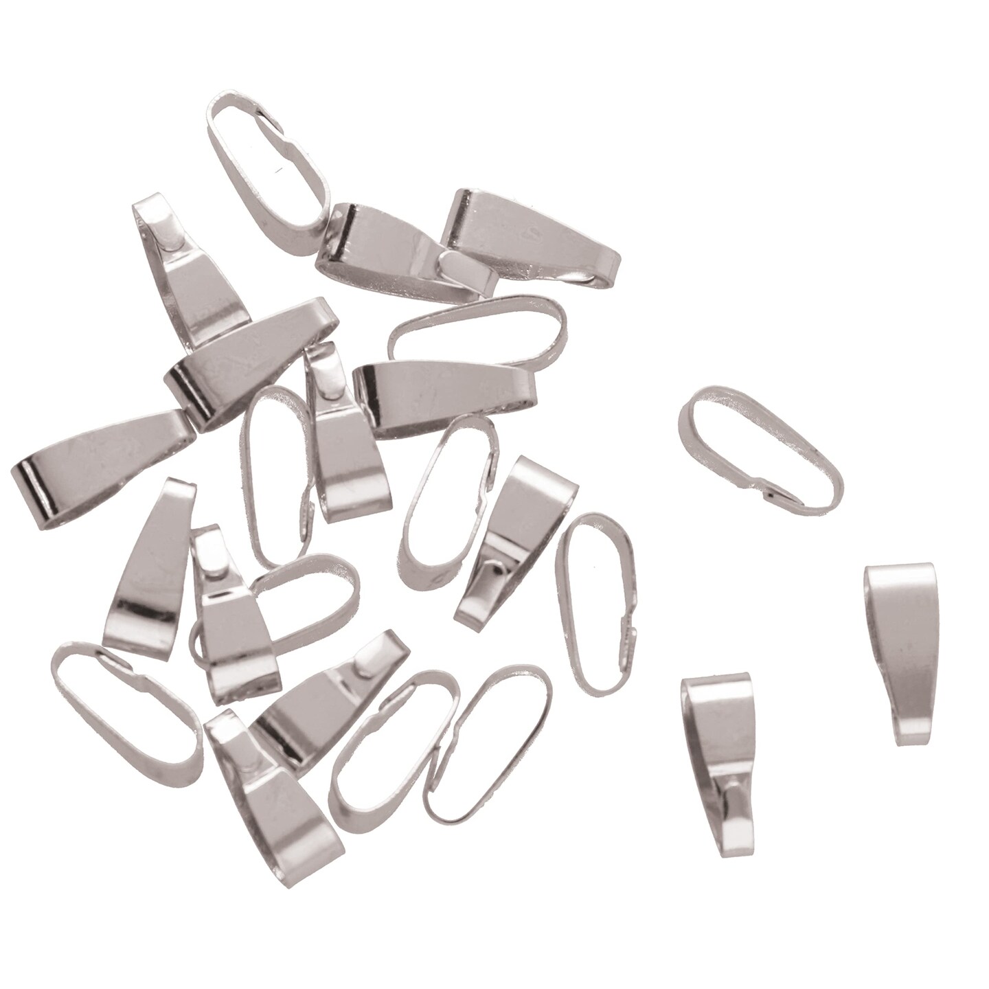 The Beadsmith Basic Elements Bails &#x2013; Silver Plated &#x2013; 10mm &#x2013; 25 Pieces &#x2013; Pendant Bails for Cabochons, Glass Beads, Ceramic, Crystal and Flat-Back Findings for Necklaces &#x26; Jewelry Making