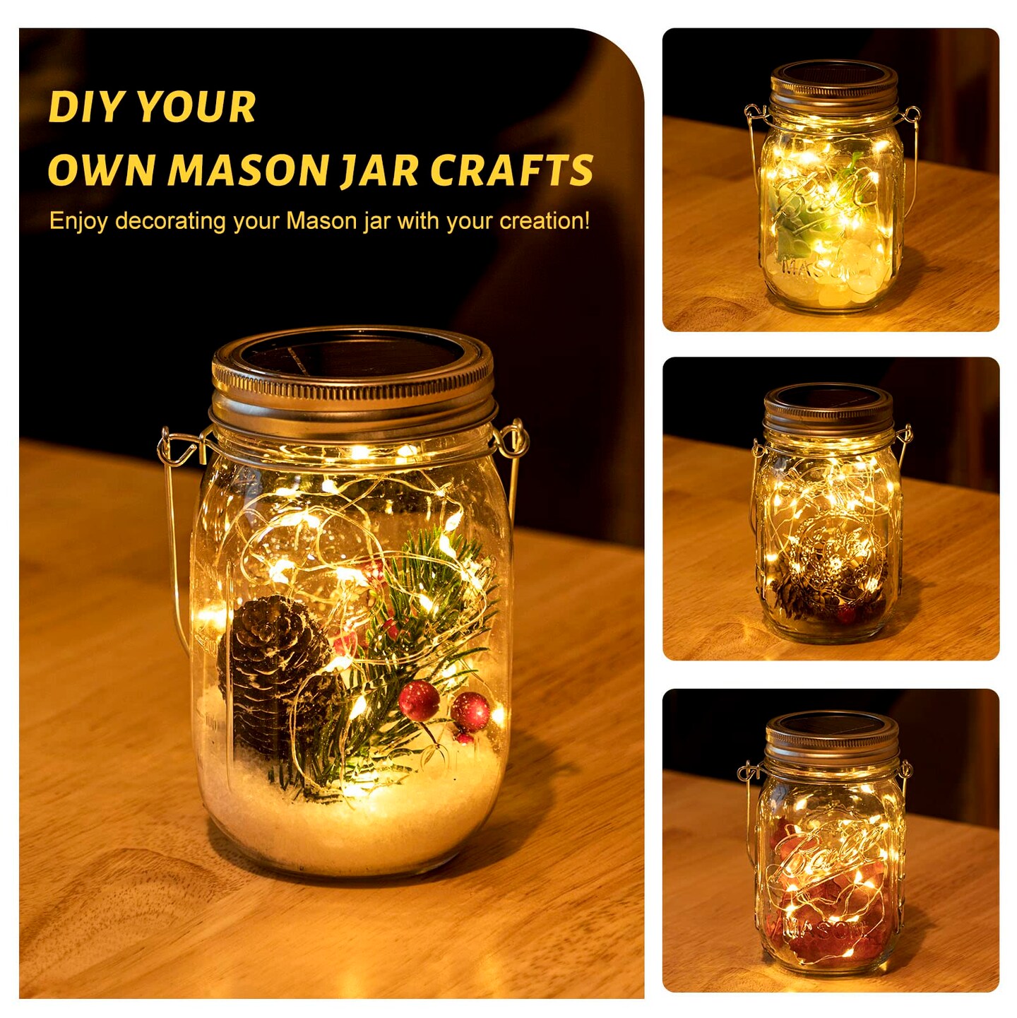 8 Pack Solar Mason Jar Lights Lanterns,Jars &#x26; Hangers Included&#xFF0C;30LED Waterproof Hanging Outdoor Fairy Lights for Patio Garden Porch Yard Backyard Balcony Wedding(Warm White)