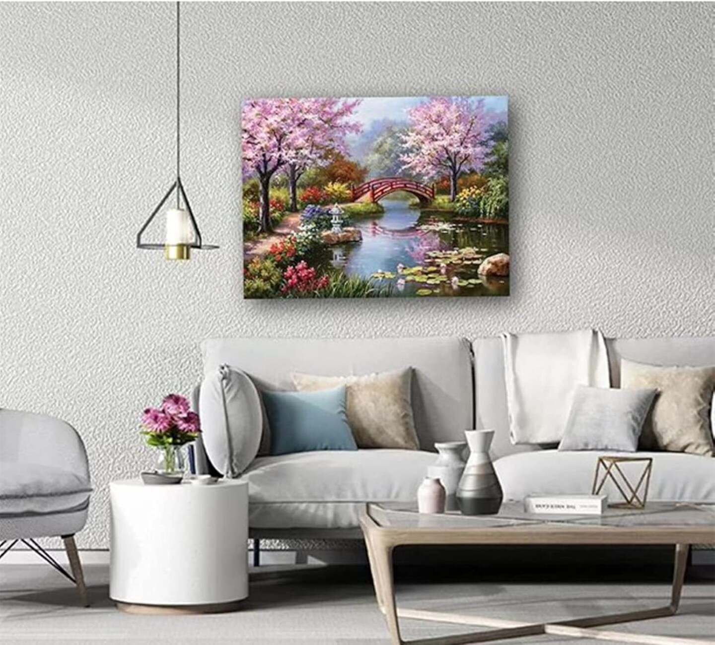 Diamond Art Dots Painting Kits for Adults, DIY Bridge Landscape Paint with Diamonds Full Drill Round Gem Jewel Crystal Paintings Kit