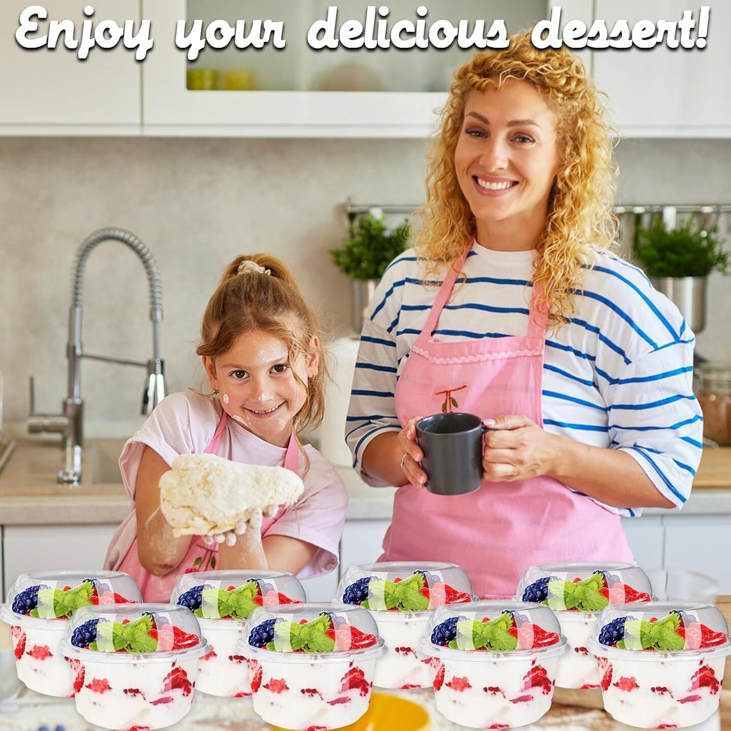 50 Pack 12 oz Disposable Clear Plastic Cups with Dome Lids and Spoons,Plastic Dessert Cups,Disposable Snack Bowls for Ice Cream,Cake,Snacks,Fruit,Cold Drinks,Milkshake,Pudding,Salad