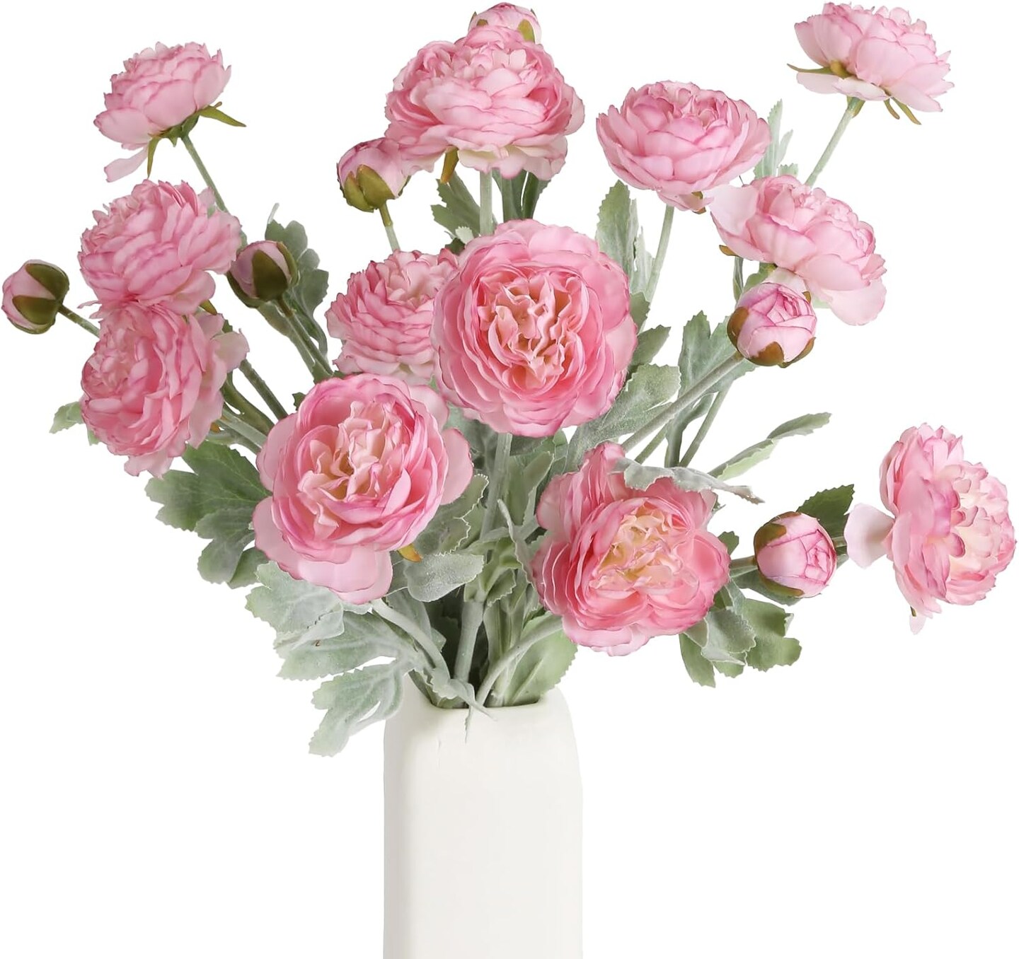 Pink Peonies Artificial Flowers 6pcs Pink Artificial Ranunculus Flowers18Heads Pink Silk Peonies with Stems Real Look for Spring Decorations Floral Arrangements Home Table Centerpiece