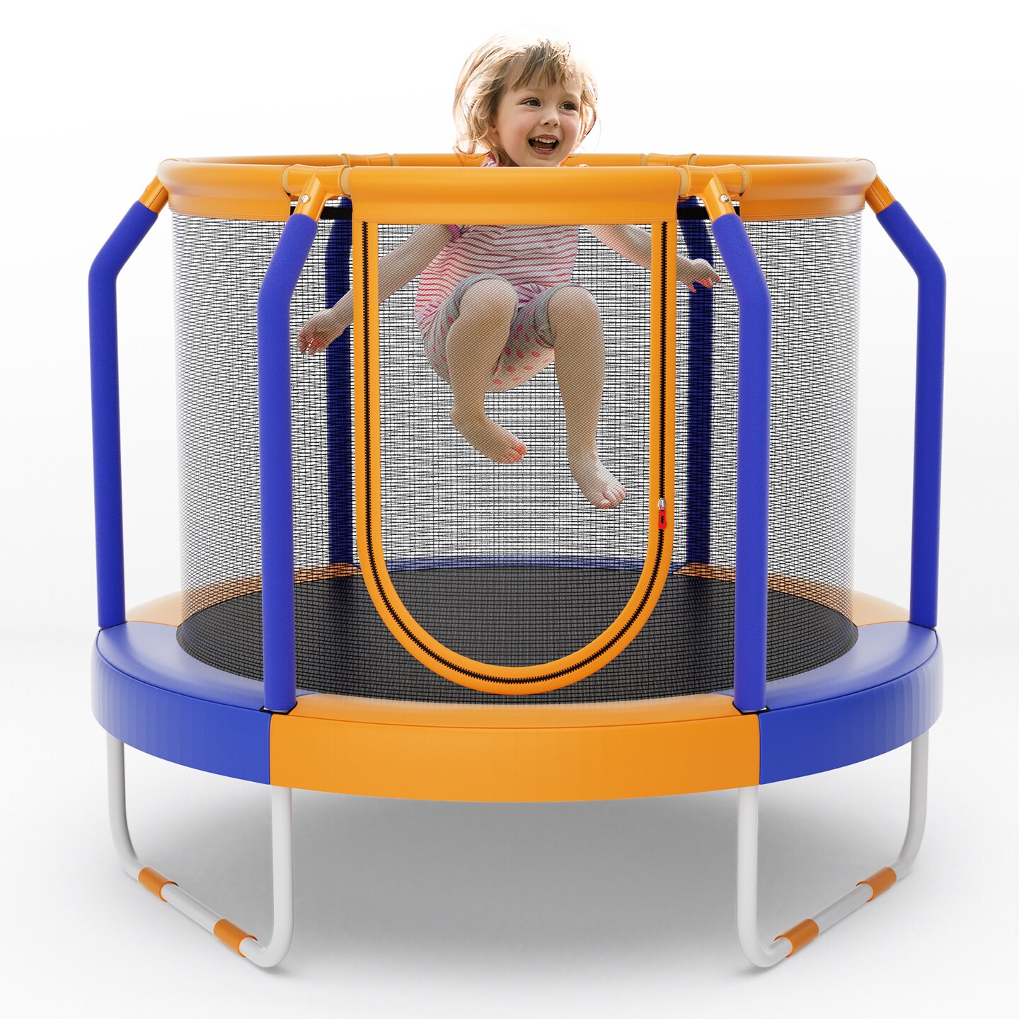 Kids Mini Trampoline with Enclosure and Reinforced Metal Frame for Safety