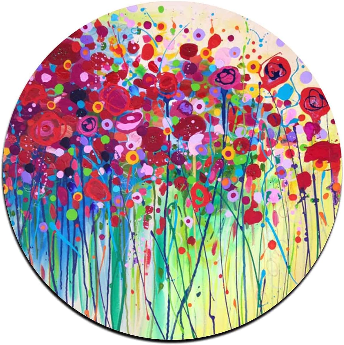 Set of 4 Round Coasters – Colorful Watercolor Floral Design, Made from Recycled Rubber