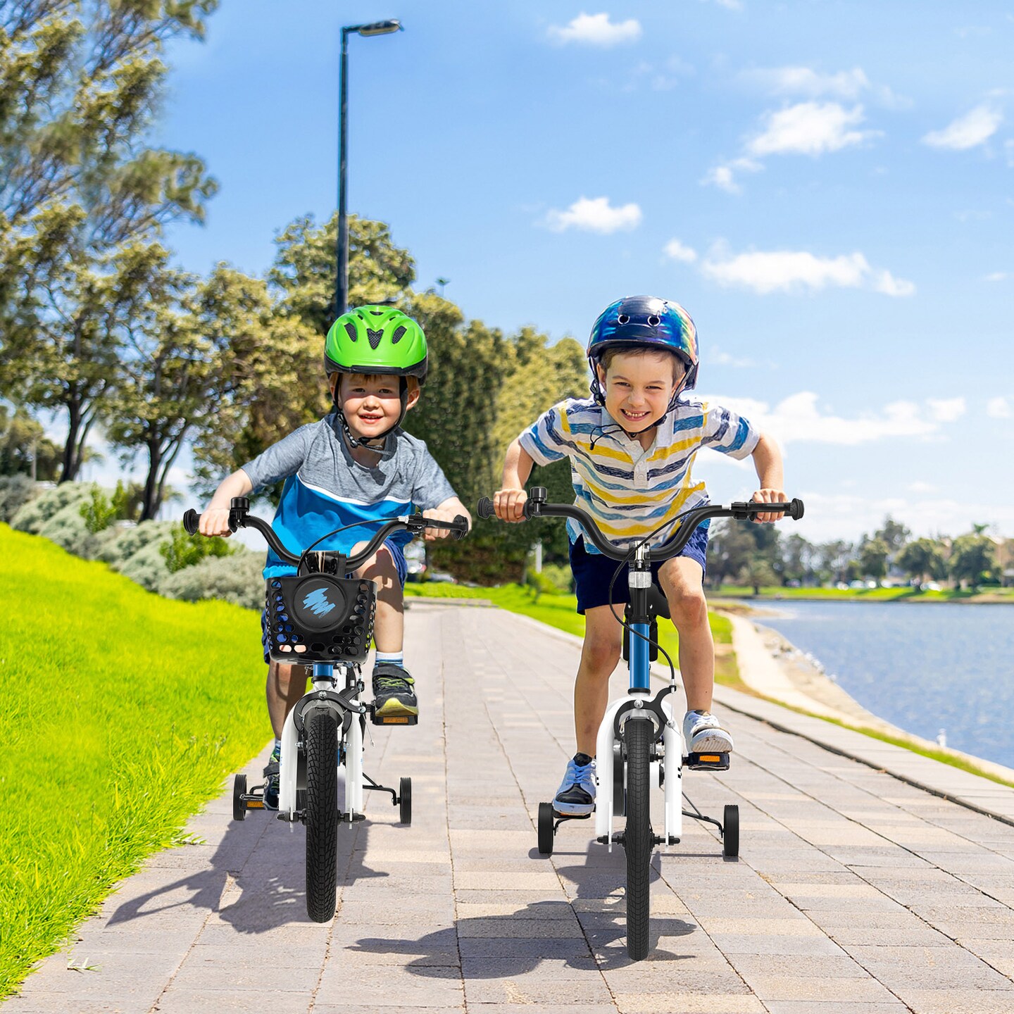 Kids Balance Bike with Adjustable Handbrake and Saddle Height Carbon Steel Frame