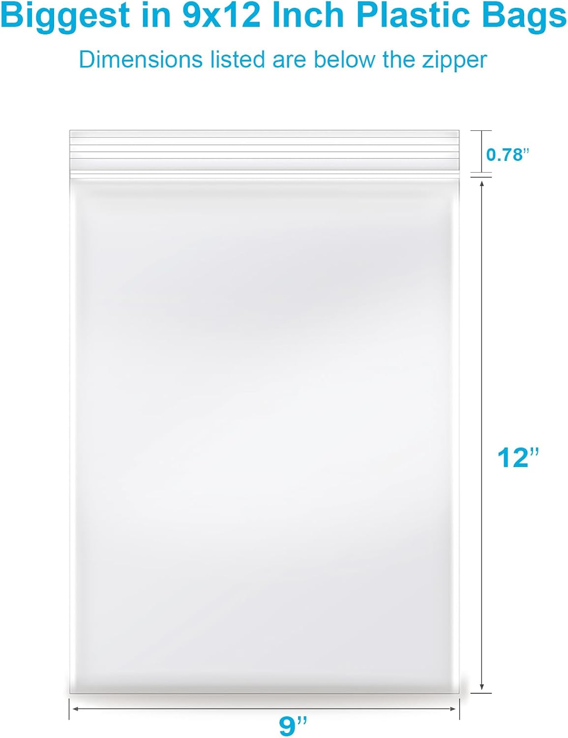 9&#x27;&#x27;x 12&#x27;&#x27;, (Pack of 100) 2 mil Thick Clear Plastic Reclosable Zip Poly Bags with Resealable Lock Seal Zipper for Photo, Jewelry, Bakery, Treats, Travel, Storage, Packaging &#x26; Shipping