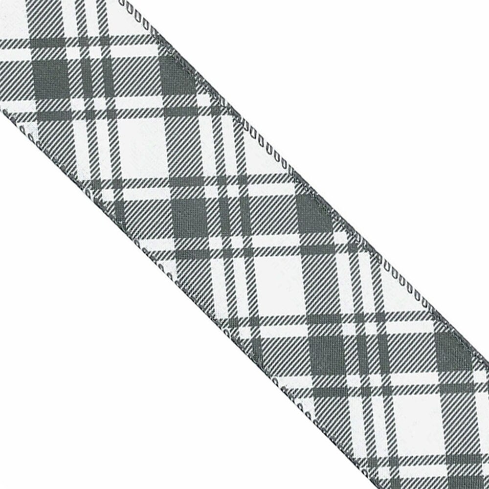 Designer&#x27;s Shop WR 63-5219 2.5&#x201D; x 10 yard Holiday Black and White Plaid wired edge ribbons