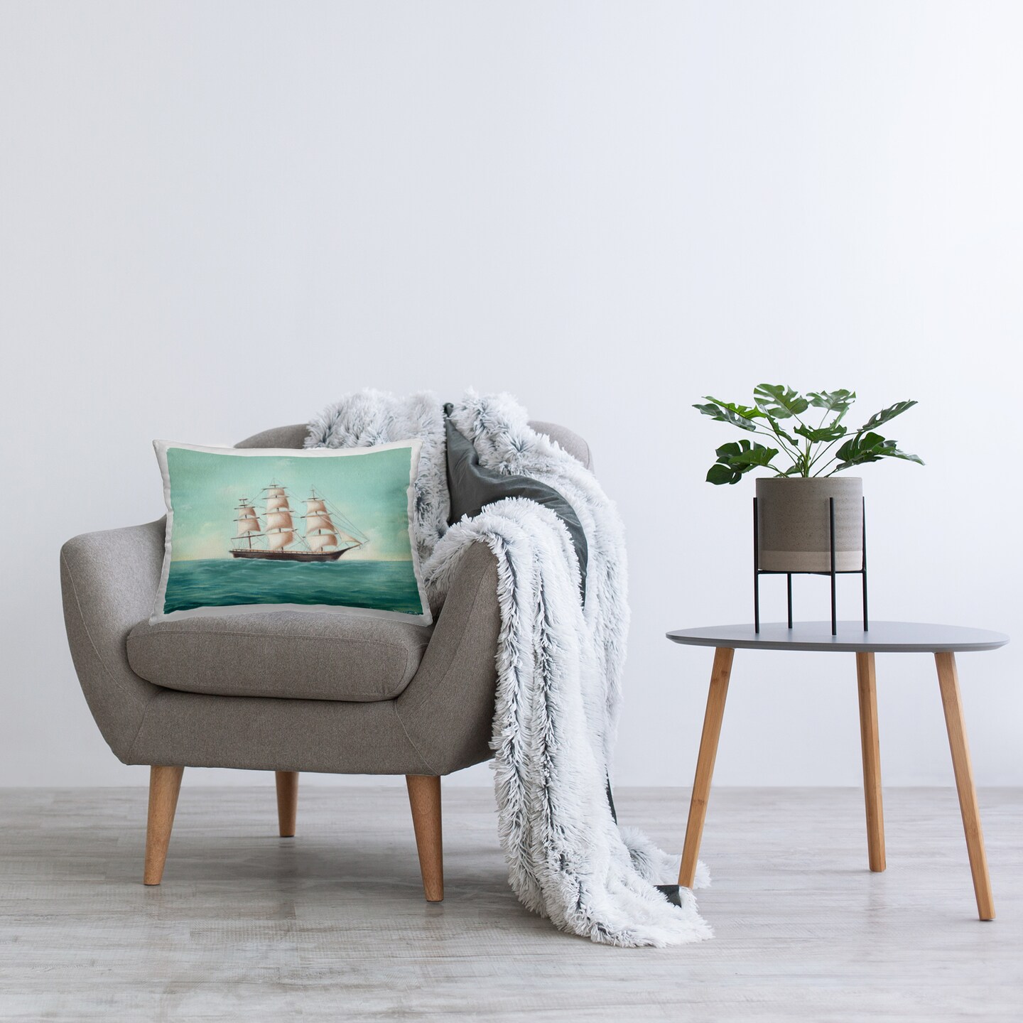 Stupell Industries Classic Ship on Voyage Decorative Printed Throw Pillow, design by Danielle Murray, 14 x 7 x 20