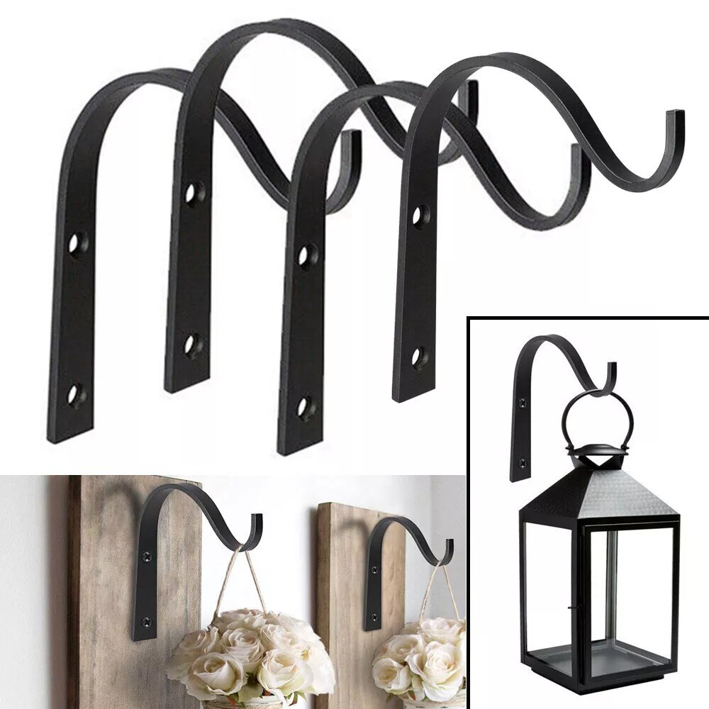 4 Pack Iron Wall Hooks Metal Lantern Bracket Coat Plant Hangers