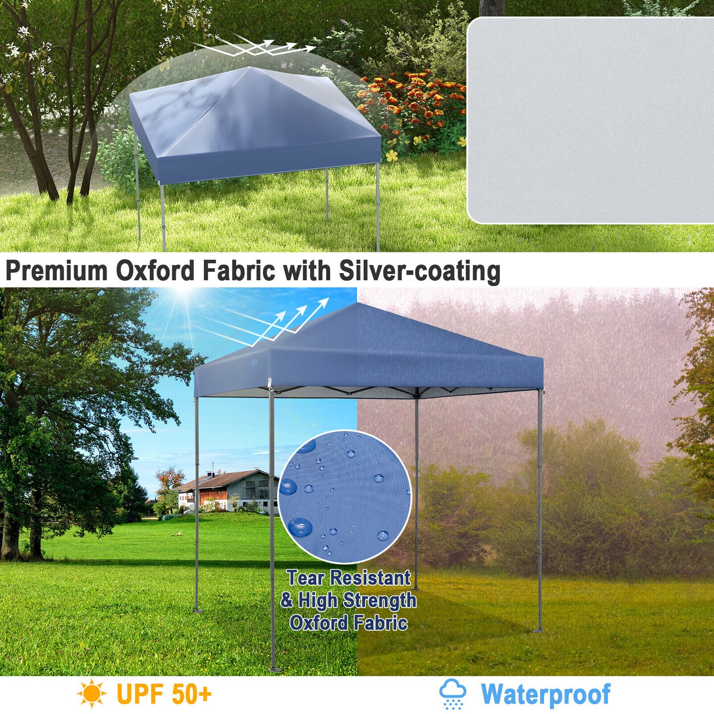 6.6x6.6 Ft Portable Pop Up Canopy Tent with Carry Bag Quick Setup Outdoor Shelter with UV Protection