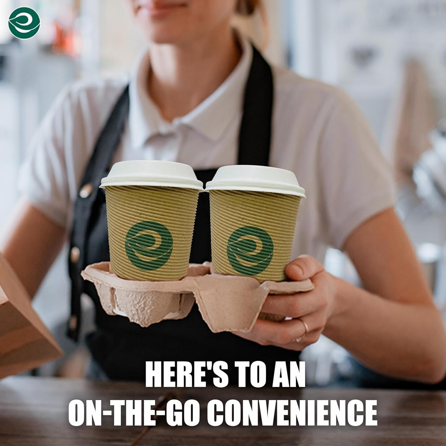 Compostable Ripple Cups with Lids (100 Pack) – Biodegradable Paper Cups, Non-Toxic Disposable Cups for Hot Drinks, To-Go Coffee Cups with Lids, Eco-Friendly & Ripple Paper Cups