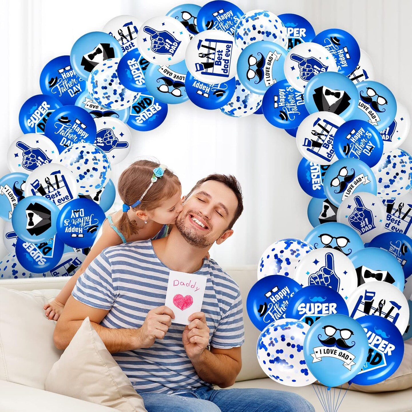 50Pcs Father&#x2019;s Day Balloons &#x2013; 12-Inch Latex Balloons with I Love You &#x26; Best Dad Ever Prints