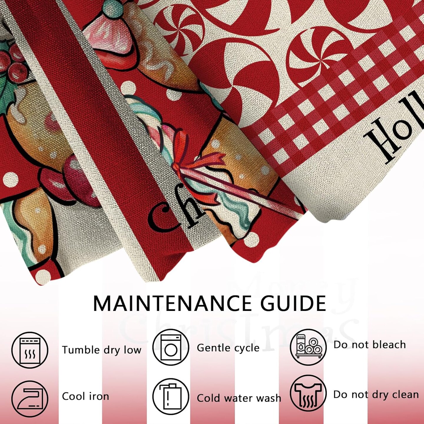 Merry Christmas Gingerbread Man Decorative Throw Pillow Covers 18x18 Set of 4, Xmas Peppermint Candy Polka Dot Stripe Red Cushion Case Decor, Holly Jolly Winter Holiday Home Decoration for Sofa