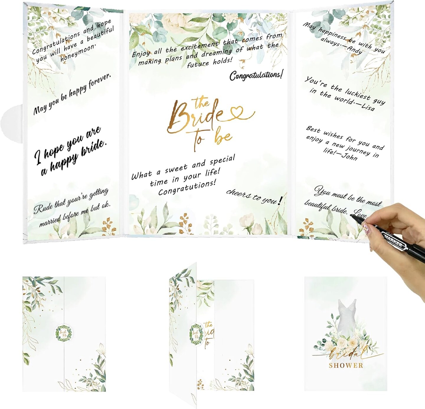 Bridal Shower Decorations, Rose Gold Bride to Be Alternative Signature Guest Book for Women Bride to Be Gifts Signing Card Board Party Supplies for Wedding Bachelorette Hen Party