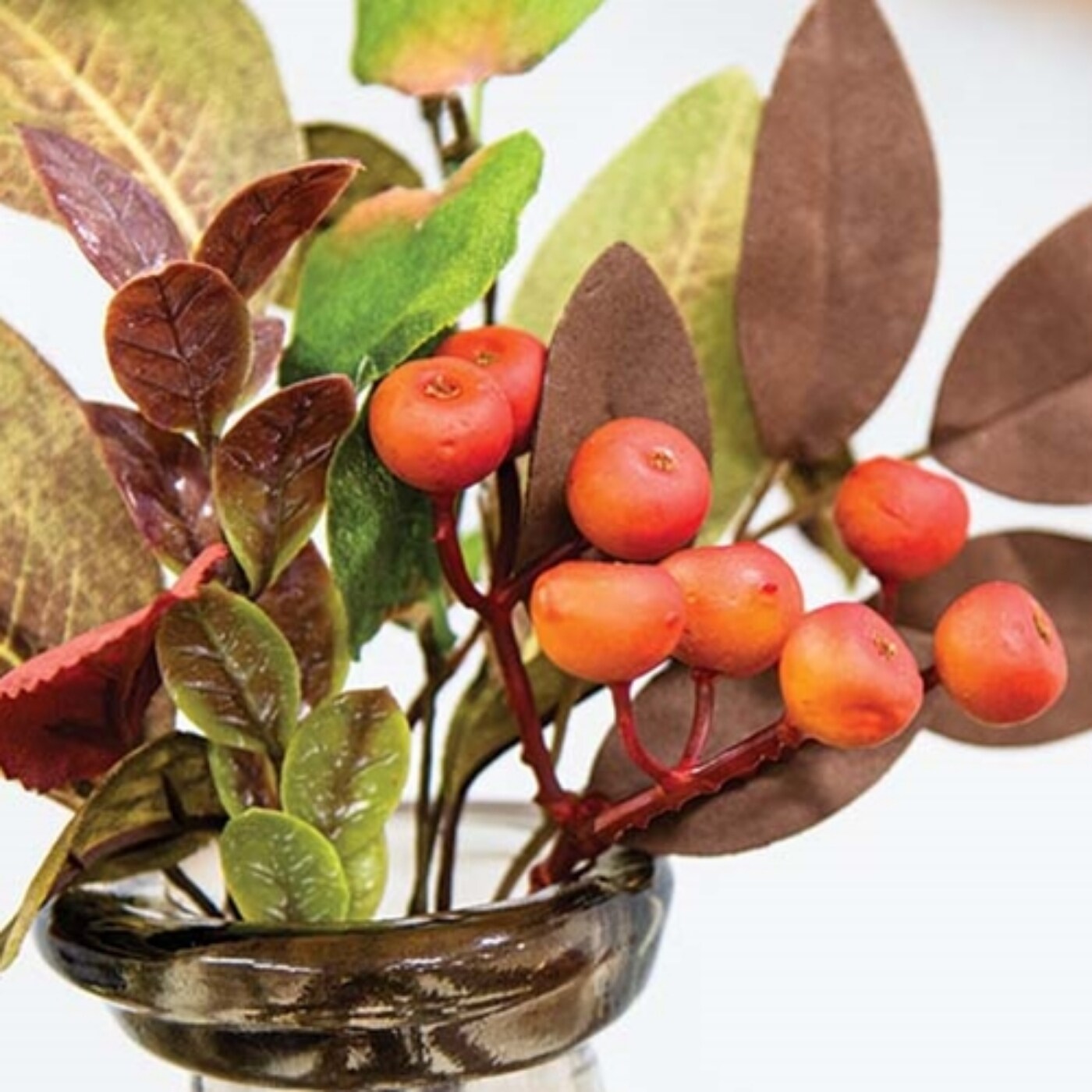 10&#x201D; Fall Decorative Gooseberry Pick with Orange Berries Autumn Foliage and Brown Stem