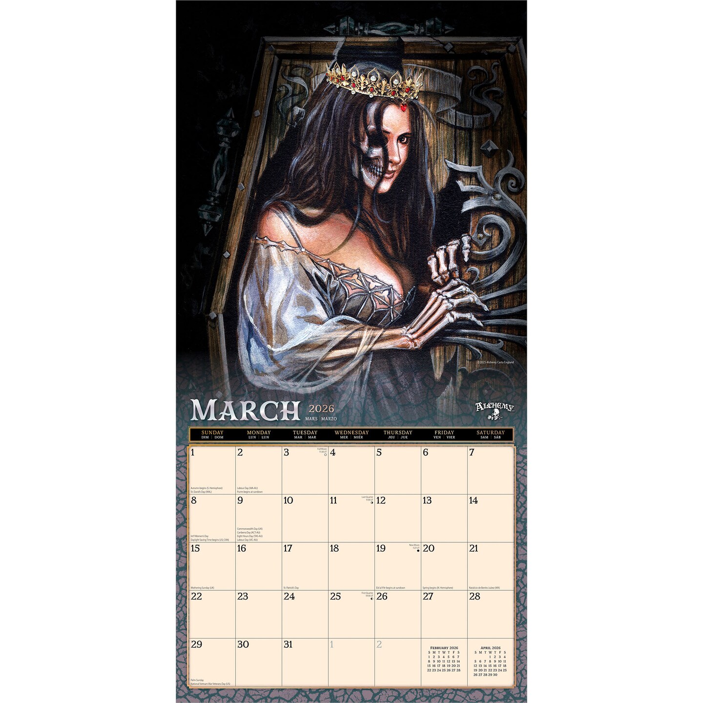 Witches Alchemy OFFICIAL | 2026 12 x 24 Inch (Hanging) Monthly Square Wall Calendar | Plastic-Free | BrownTrout | Manchester Artists Anti Jewellery Design