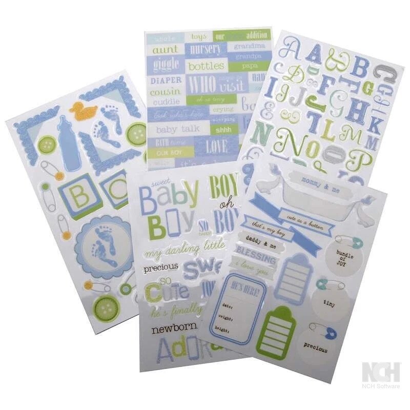 Me & My Big Ideas Baby Boy Clear & Glitter Sticker Value Pack - 5 Sheets
