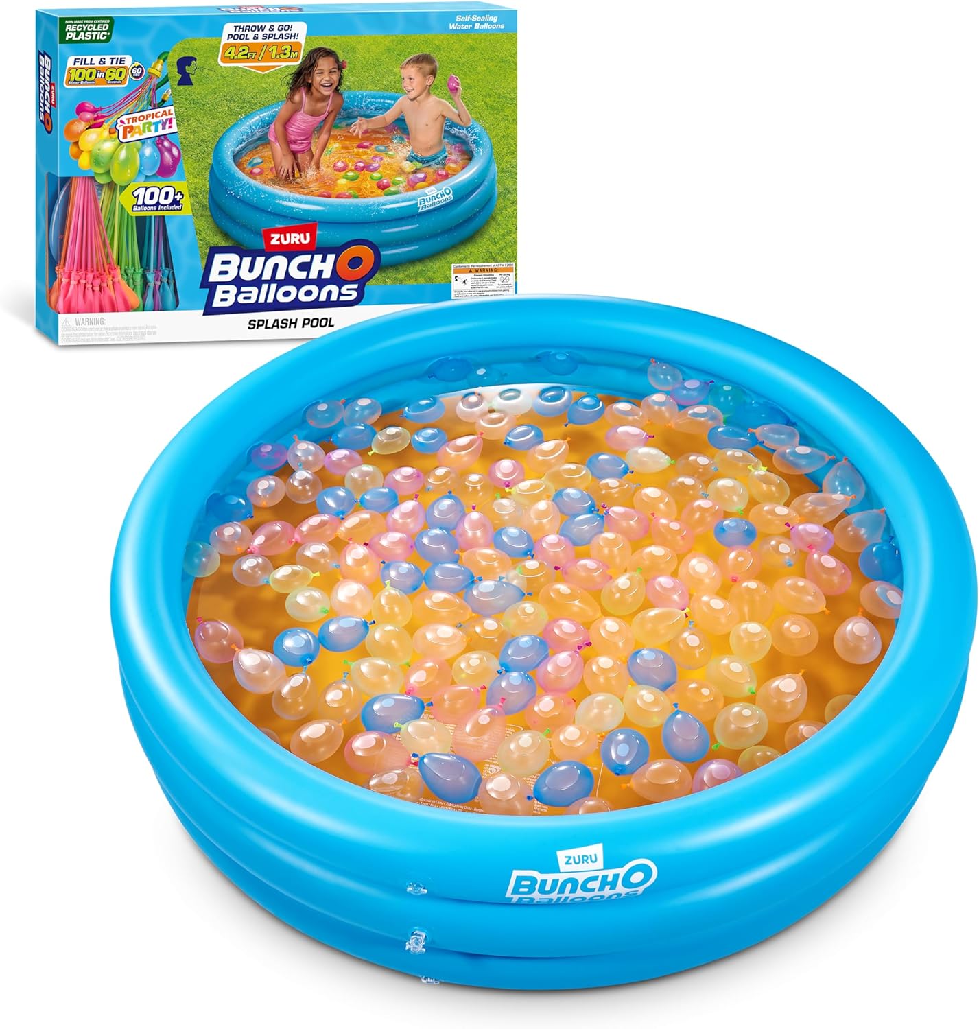 Splash Pool with Tropical Party 100 Water Balloons for Summer and Outdoor Toy
