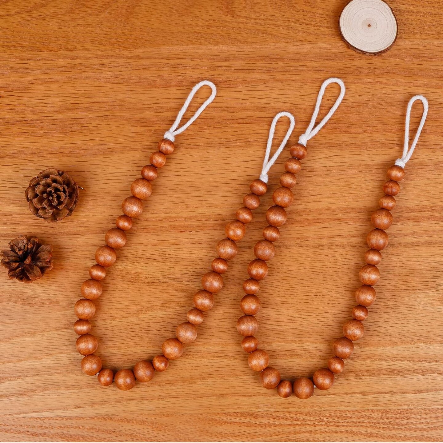 Wood Bead Curtain Tiebacks Set of 6 Curtain Holdbacks for Thin