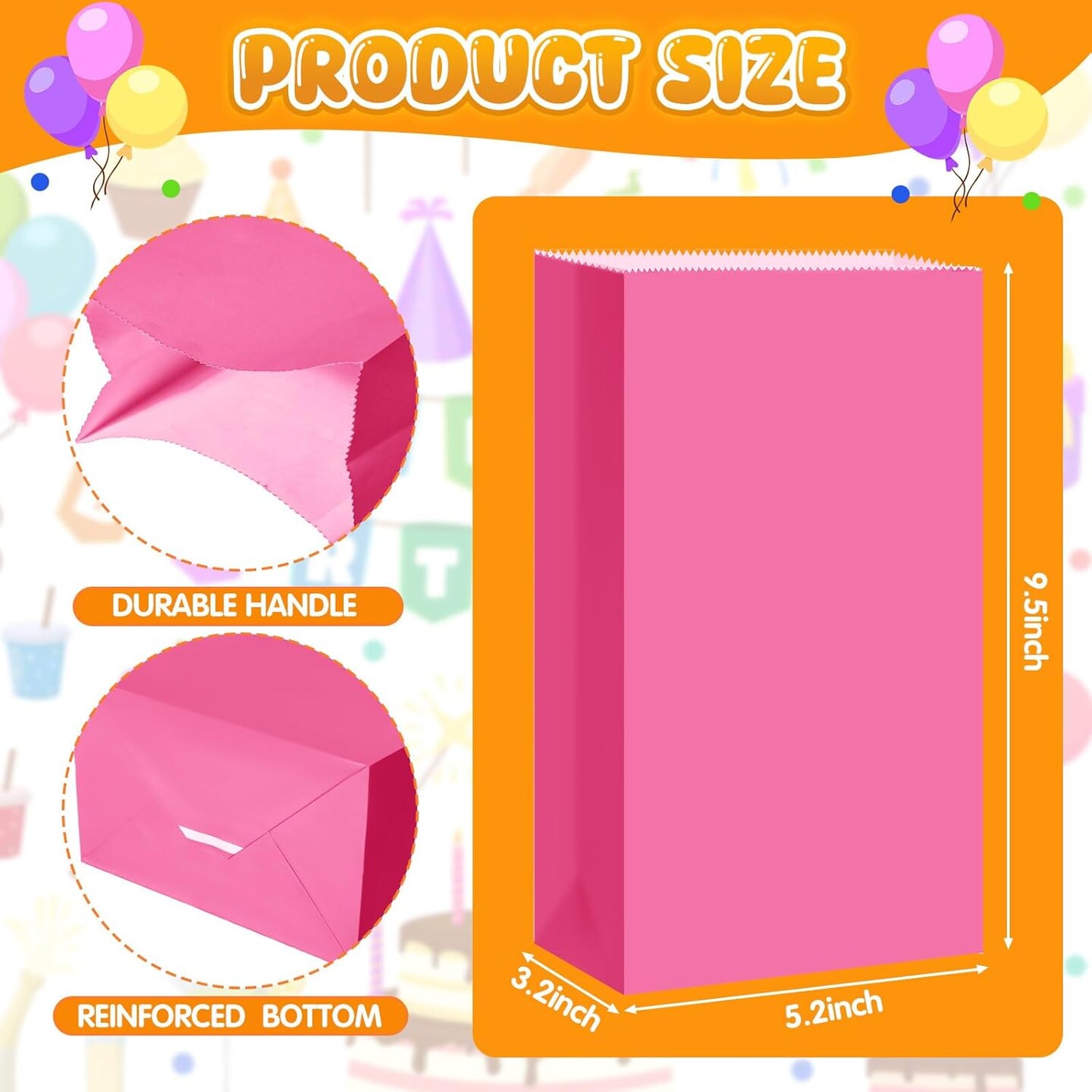 100 Piece Colored Paper Gift Bags Party Favor Rainbow Small Size Treat Goody Bags for Birthday Wedding Baby Shower Crafts, 8 Colors, 9.45 x 5.12 x 3.15 Inches(Soft Colors)