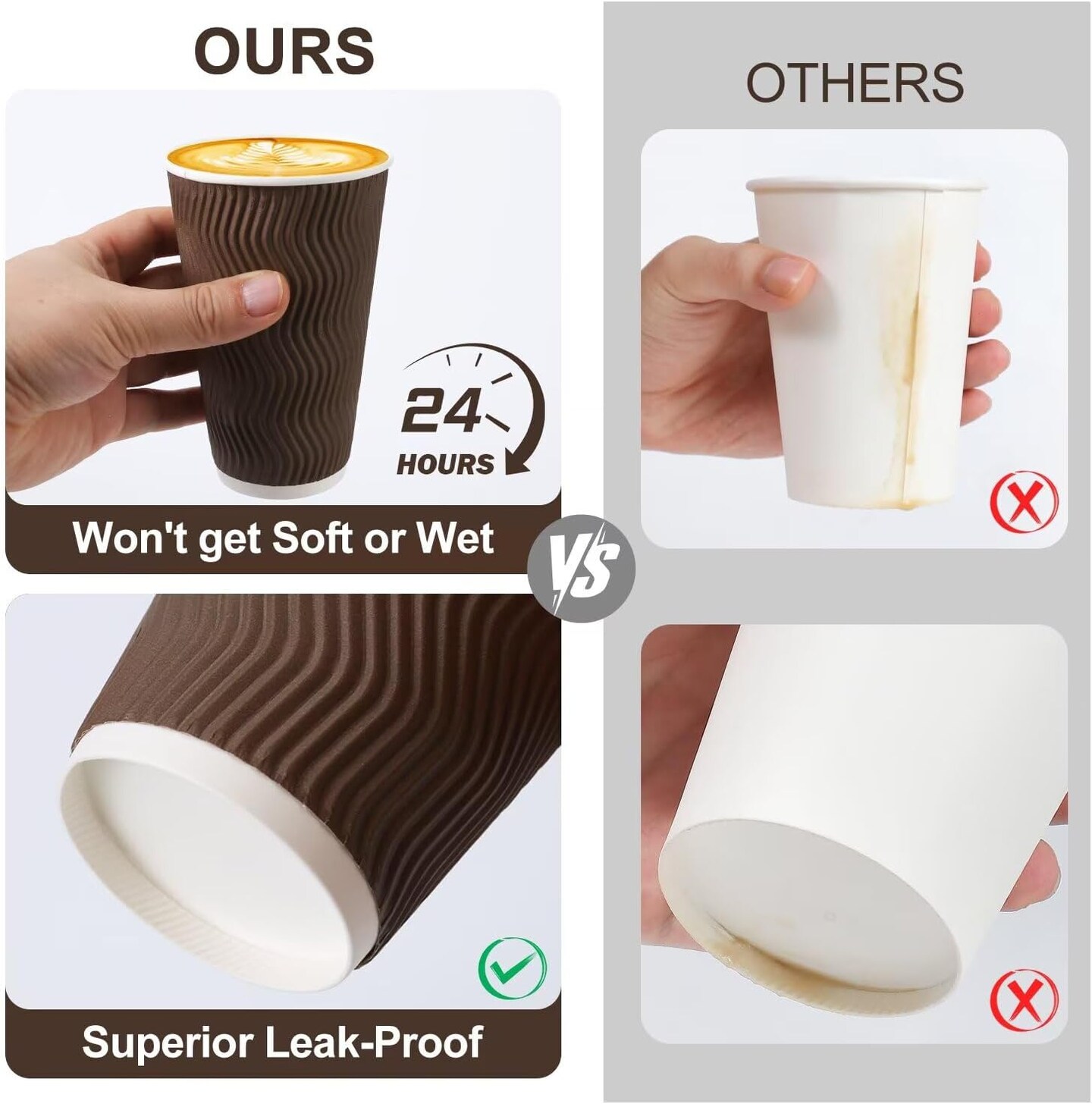 Coffee Cups with Lids 50 Pack, Disposable Coffee Cups with Lids, Insulated To Go Paper Coffee Cup for Hot Cold Drinks