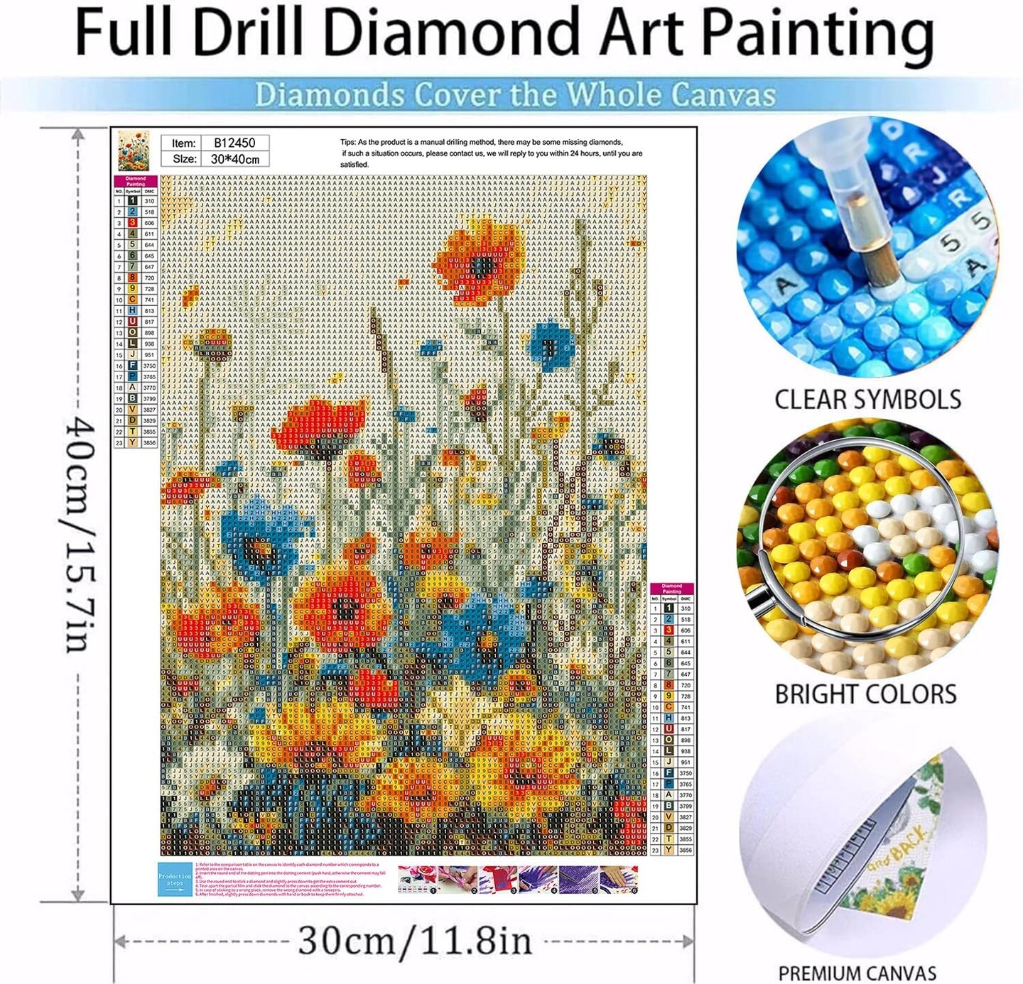 Wild Flowers Diamond Art Painting for Adults,Diamond Art Kits,5D Diamond Painting for Adults,Gem Art Kits for Gift Home Decor