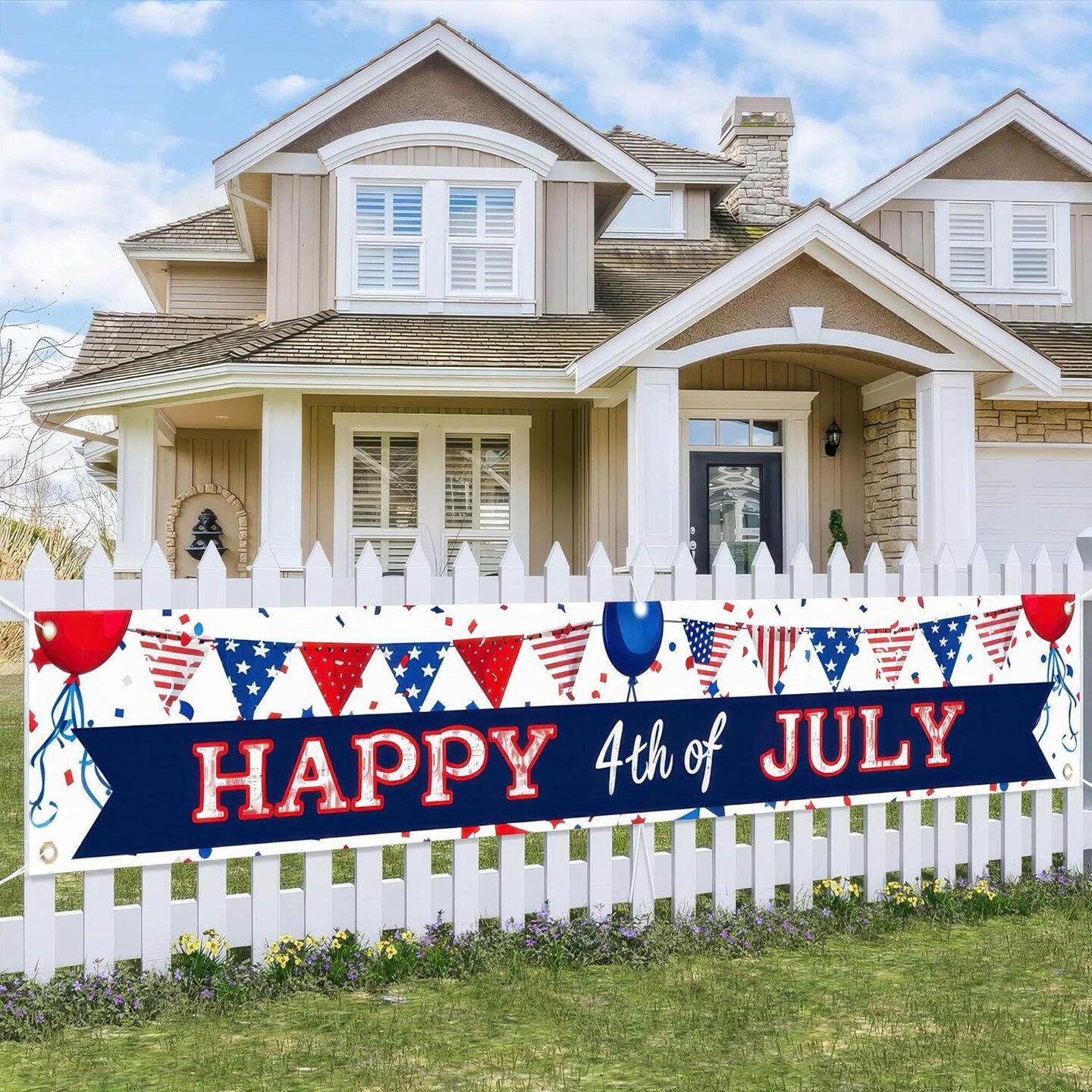 America Independence Day Backdrop Banner 118 x 20 inch 4th of July Patriotic National Holiday Veterans Day Memorial Day Indoor Outdoor Supplies Banner Independence Day Themed Decorations