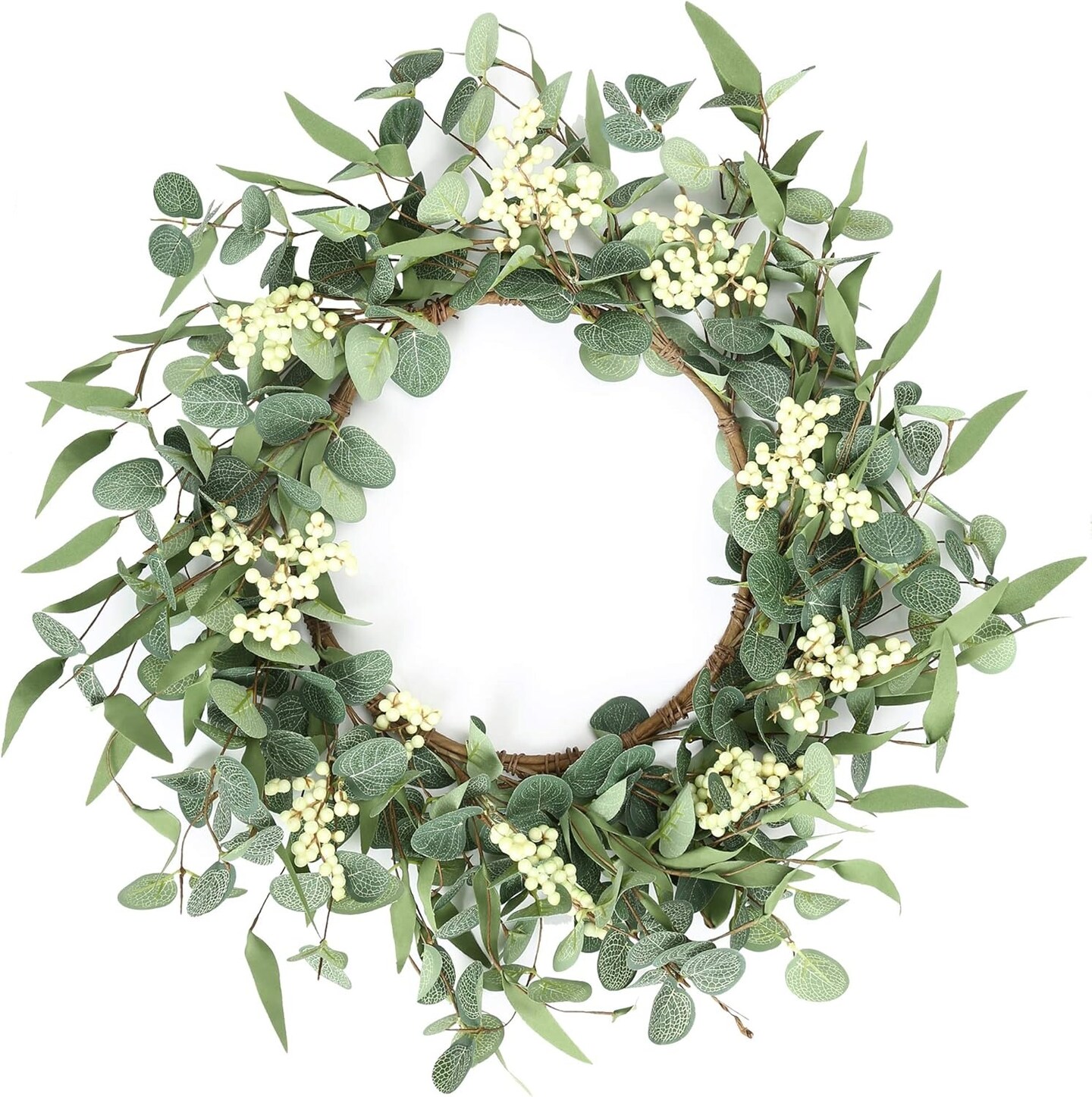 20" Eucalyptus Wreath – Green All-Season Front Door & Home Décor