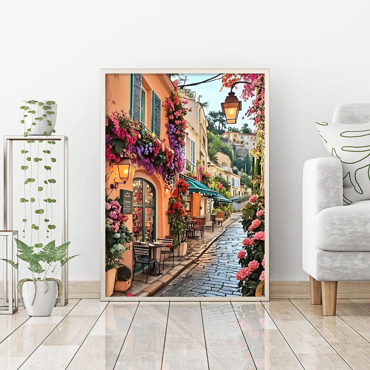 Landscape Diamond Art Kits for Adults, Flowers Street Scenery Diamond Painting Kits, 5D DIY Full Drill Crystal Rhinestone Gem Art Craft Kits for Home Wall Decor