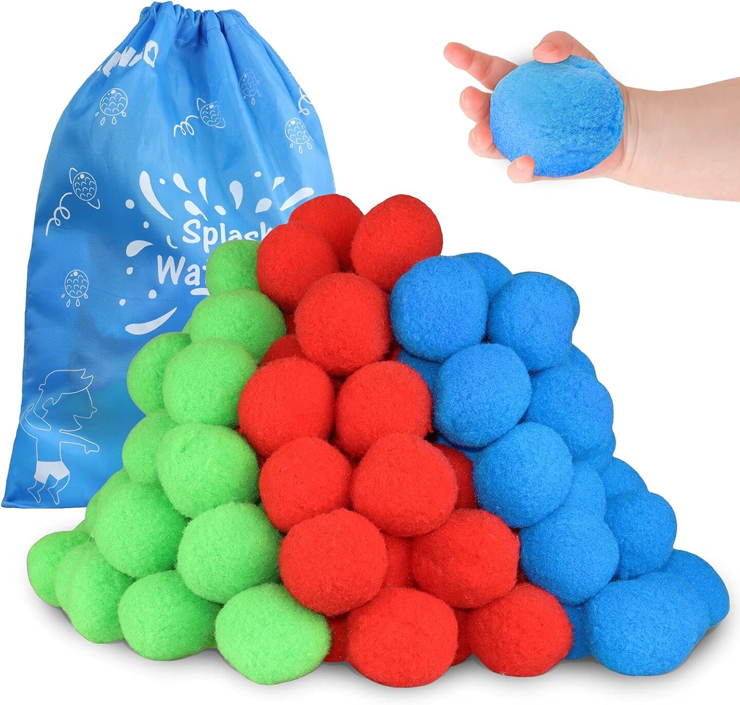 60 Reusable Cotton Water Balls Outdoor Toys for Kids 4-8 8-12