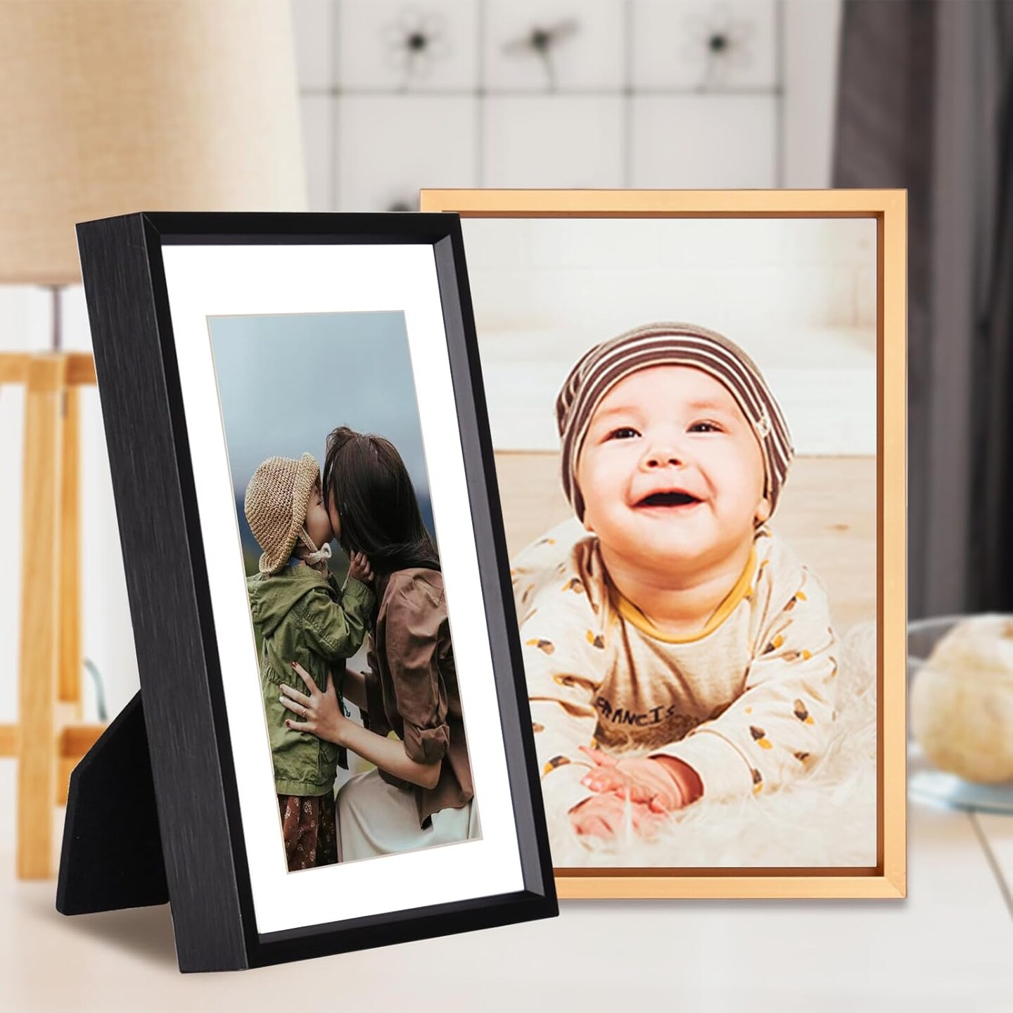 5x7 Picture Frame, Gold Metal Photo Frames with HD Glass