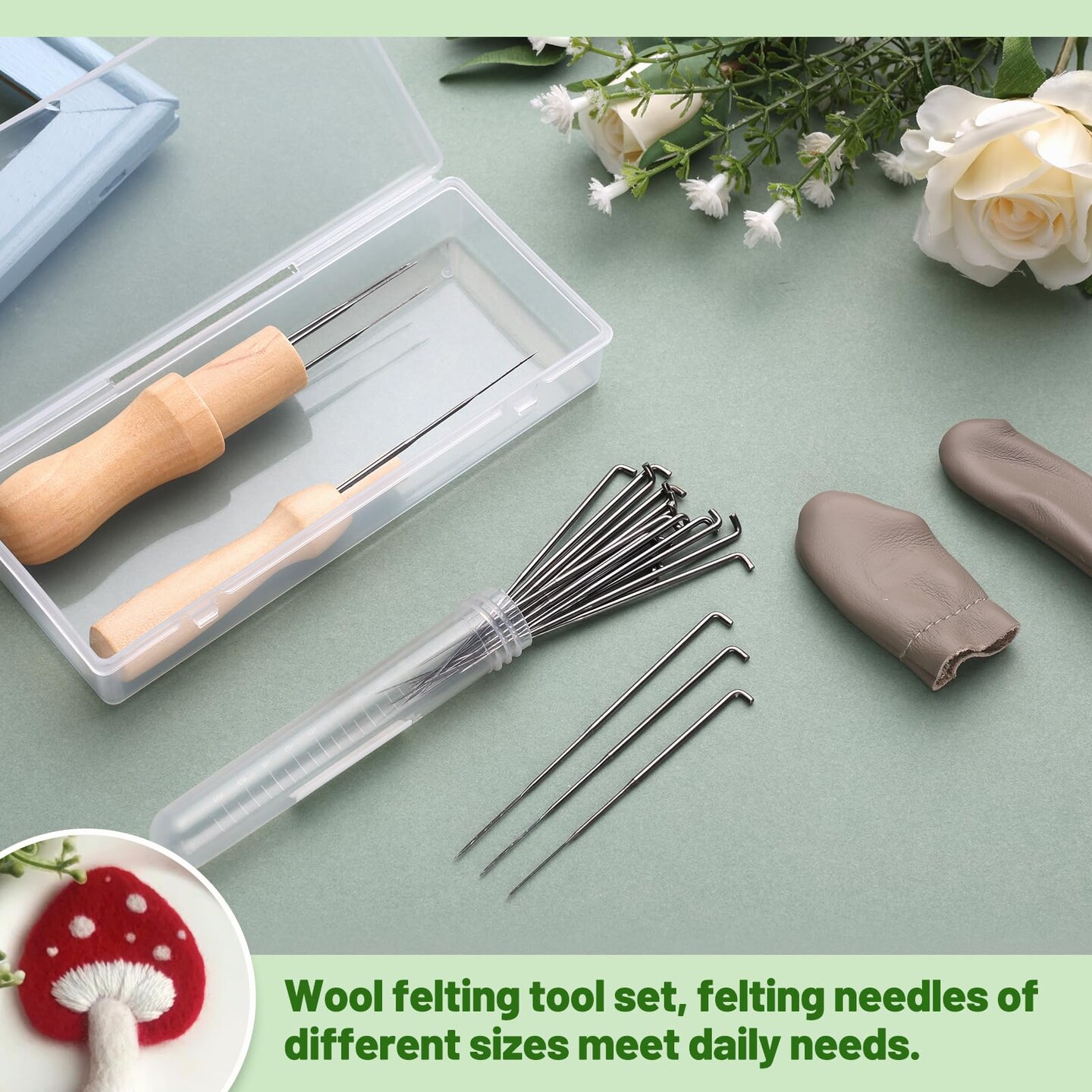 Felting Kit - Complete Wool Felting Tools with 4 Sizes Needles and Needle Bottle Holders