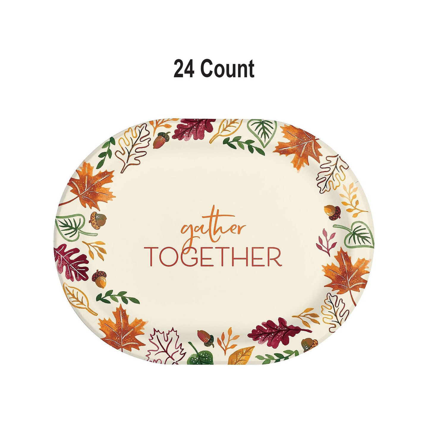24 Pack Fall Gather Together Dinner Plates 9.25&#x22;x12&#x22;