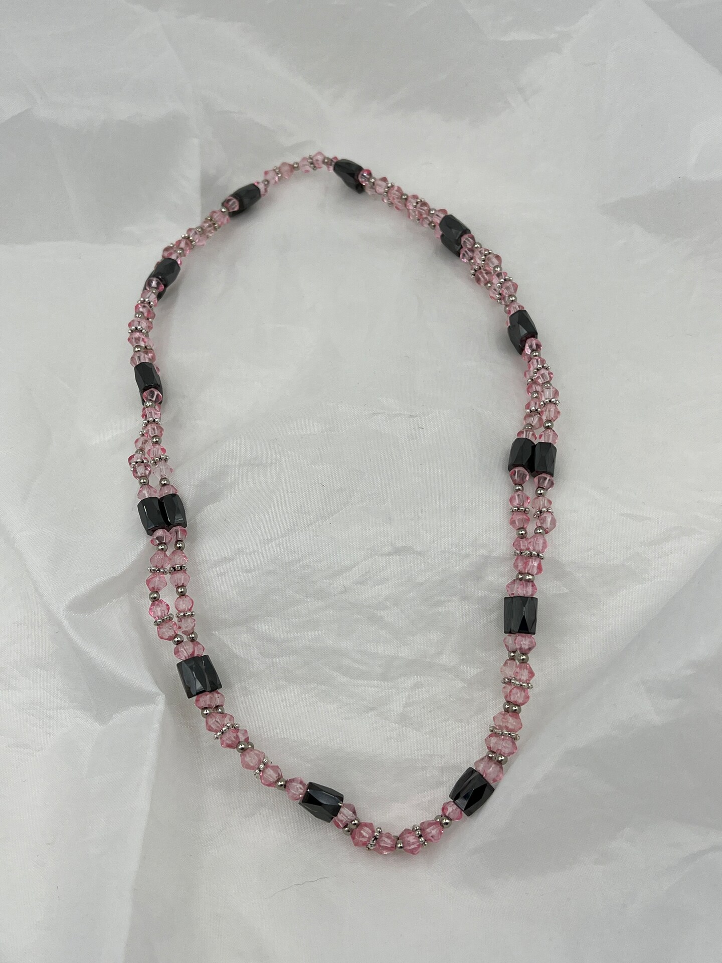 Magnetic Hematite Gemstone and Pale Pink Glass Beaded Wrap Necklace or  Bracelet MakerPlace by Michaels - Main Image