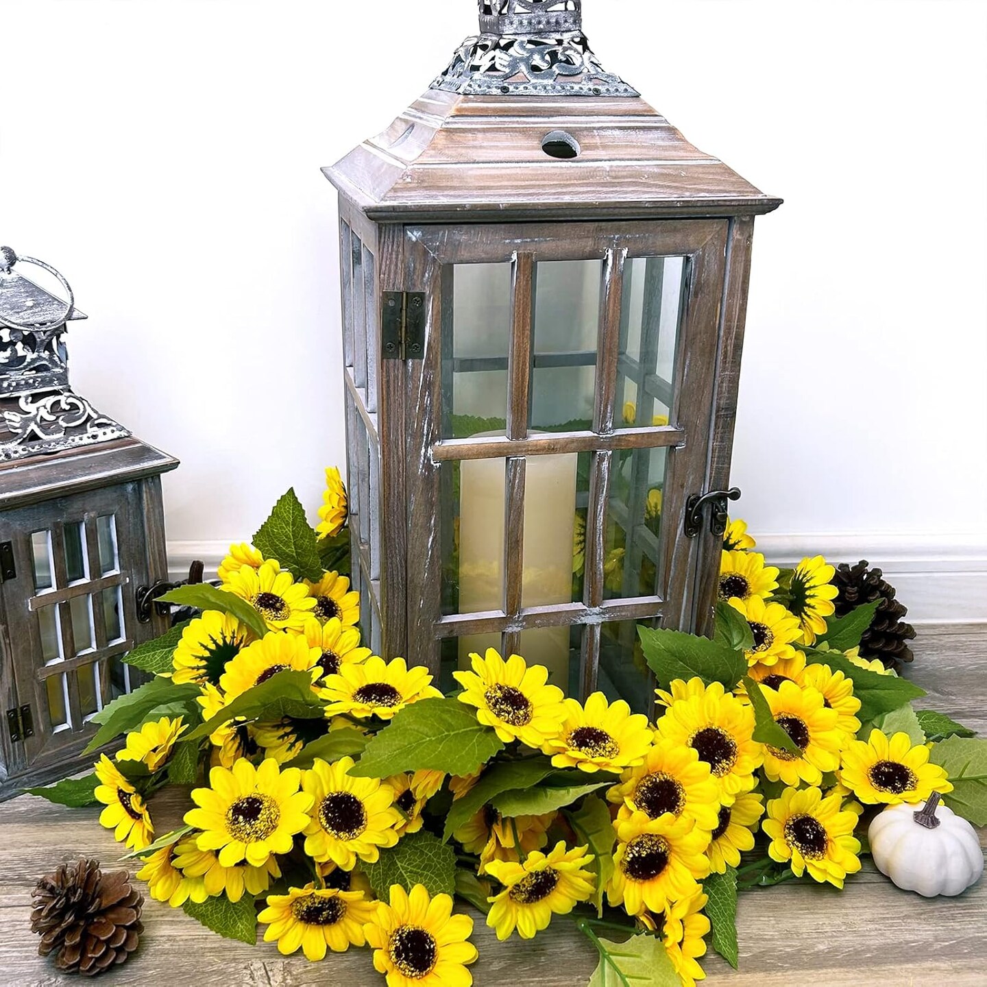 5.9' L Artificial Sunflower Garland Hanging Sunflower Vine Greenery Garland with 43 Pcs Yellow Sunflower Heads for Fall Autumn Holiday Wedding Arch Home Mantel Doorway Table Backdrop Decoration