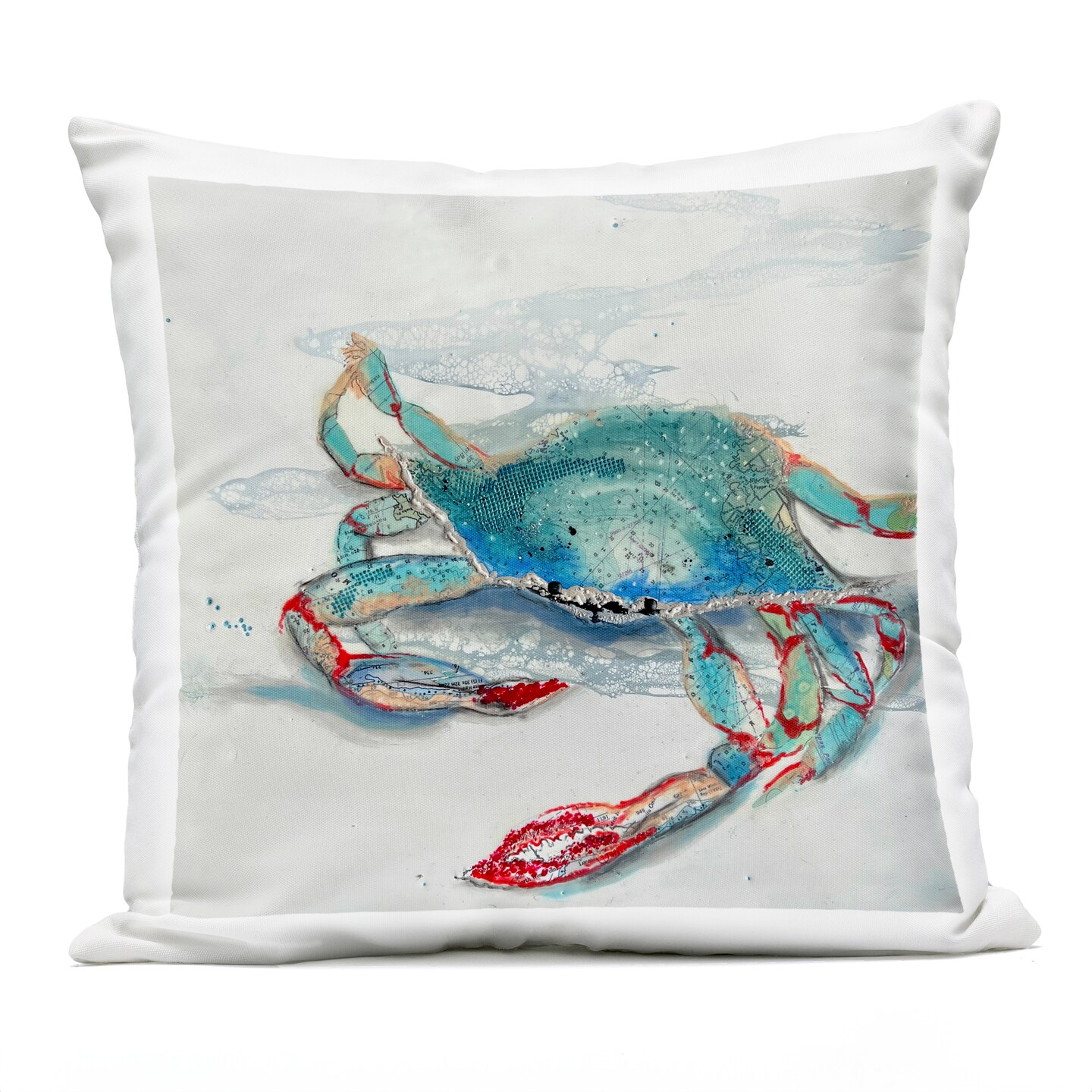 Stupell Industries Blue Crab with Abstract Motifs Outdoor Printed Pillow, design by Stacy Gresell, 18 x 7 x 18