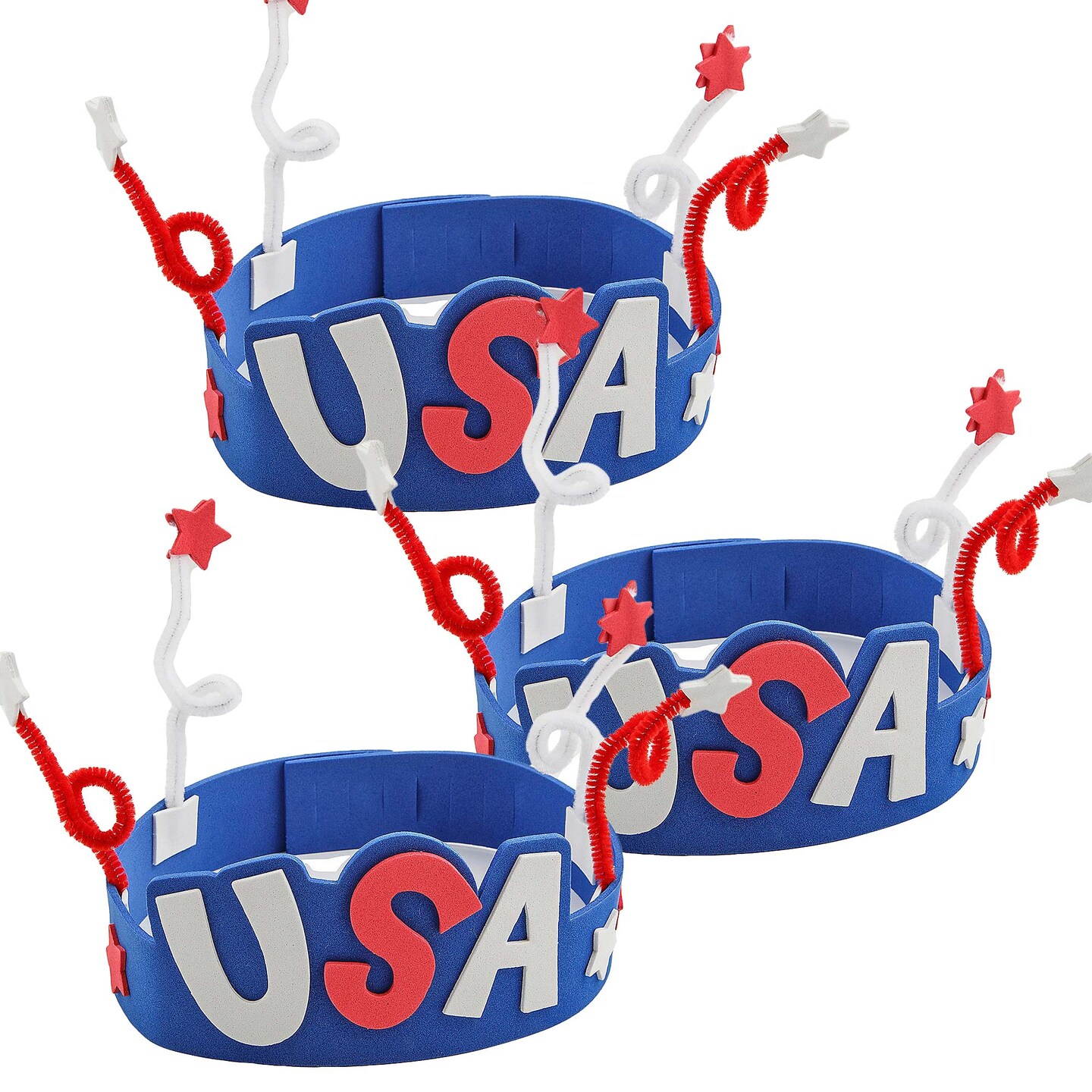 Patriotic USA Red, White &#x26; Blue Headband Craft Kits Makes 12