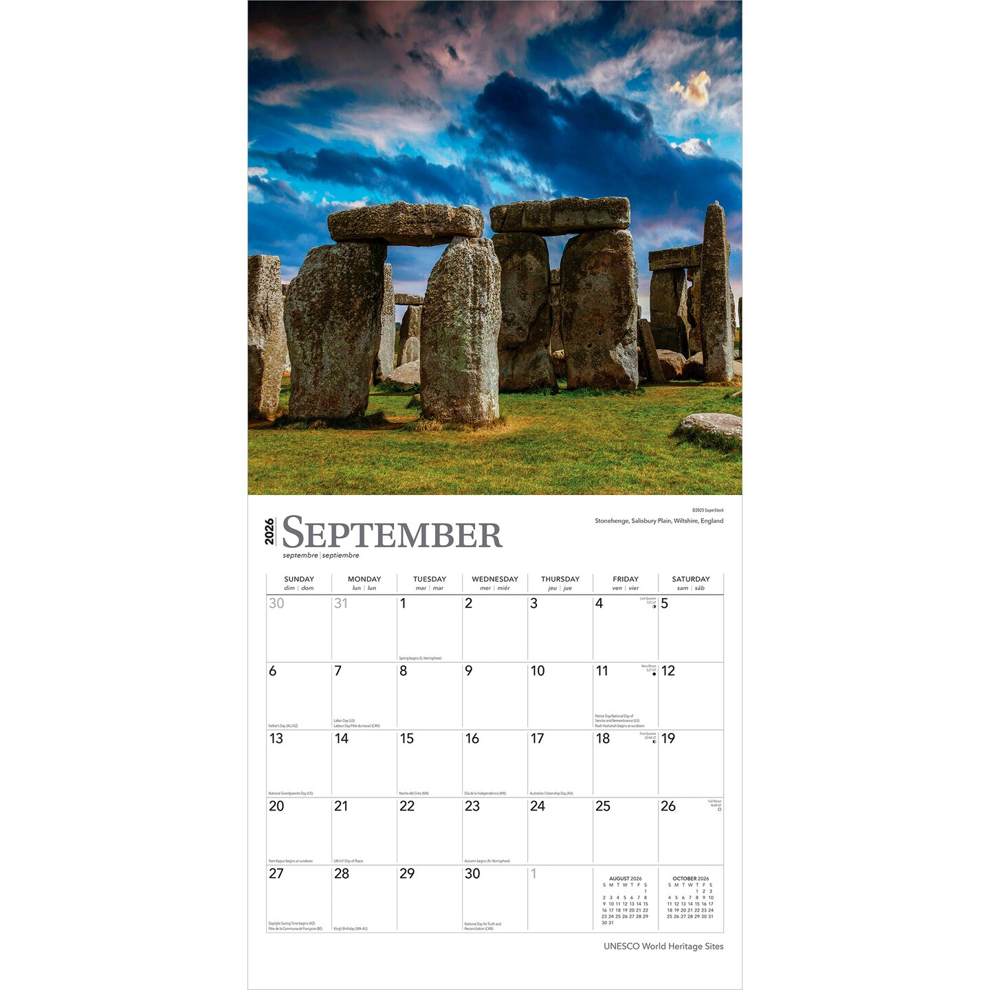 UNESCO World Heritage Sites | 2026 12 x 24 Inch (Hanging) Monthly Square Wall Calendar | Foil Stamped Cover | Plastic-Free | BrownTrout | Landmarks Conservation Historical